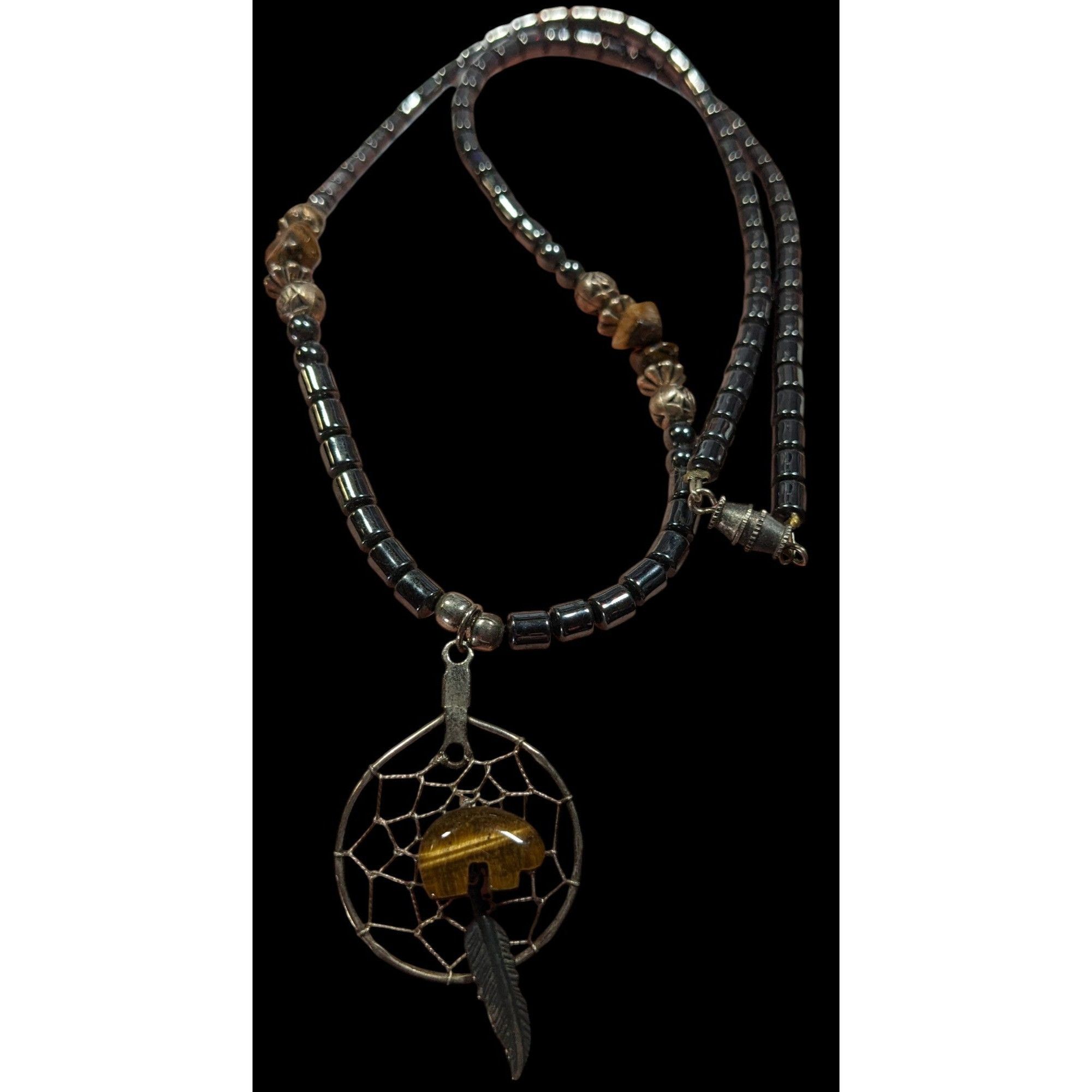 Other Vintage 90s Native Hematite And Tiger Eye Dream Catcher Neck Size ONE SIZE - 3 Thumbnail