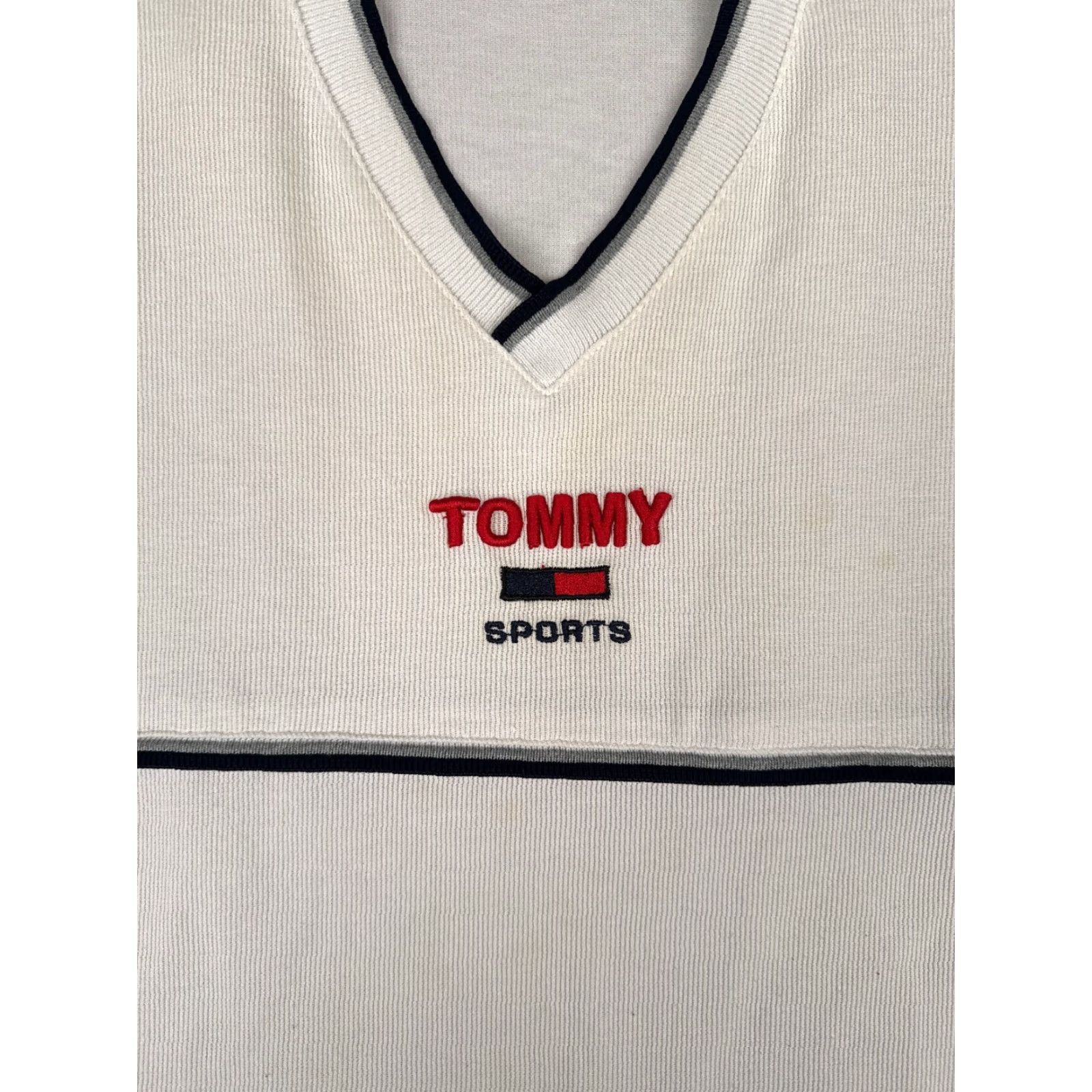 Tommy Hilfiger Tommy Hilfiger Sports Shirt Men Medium White V-Neck Cotton Ribbed Made USA Read Size US M / EU 48-50 / 2 - 6 Thumbnail