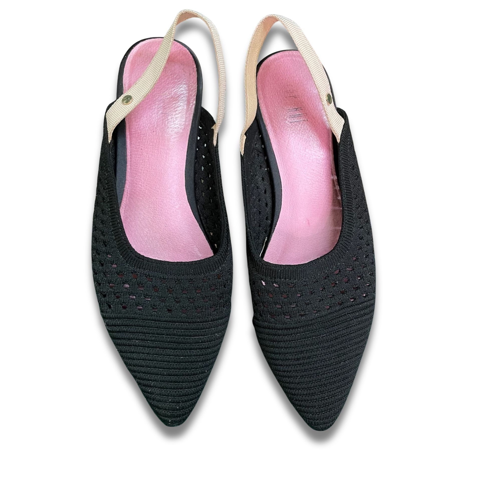 Other Knit Slingback Pointed-Toe Pumps - Size 7 - Black With Beige Size US 7 / IT 37 - 2 Thumbnail