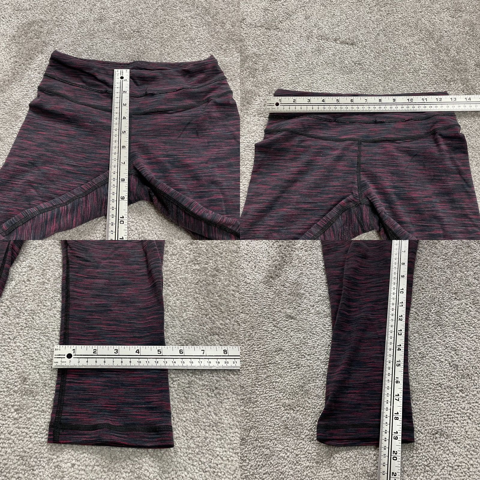 Vintage VINTAGE Unbranded Cropped Leggings Womens S Black Red 26 in Inseam 19.5 Skinny Athletic Activewear Breathable Compression 26x19.5 Womens Leggings Size 28" / US 6 / IT 42 - 8 Thumbnail