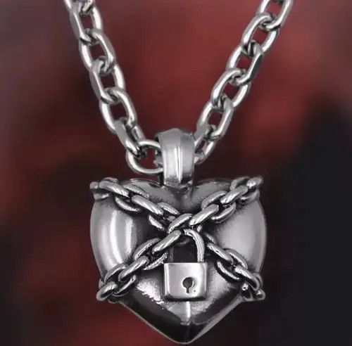 Other Heart Lock Chain Silver Grunge Punk Art Psychedelic🔥🔥🔥 Size ONE SIZE - 4 Thumbnail