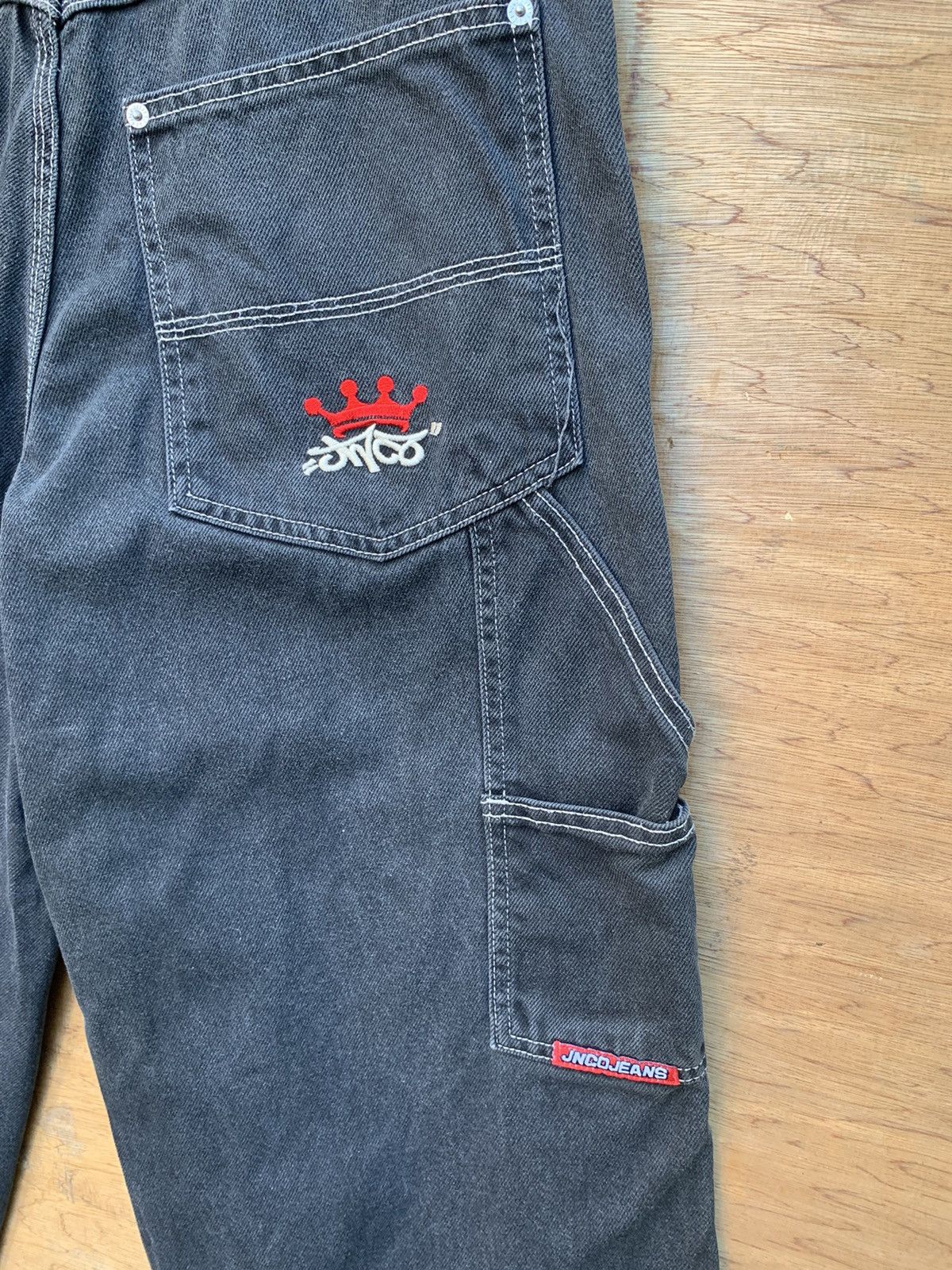 JNCO Rare!! JNCO JEANS Baggy Carpenter Crown Embroidered Denim Size US 31 - 11 Thumbnail