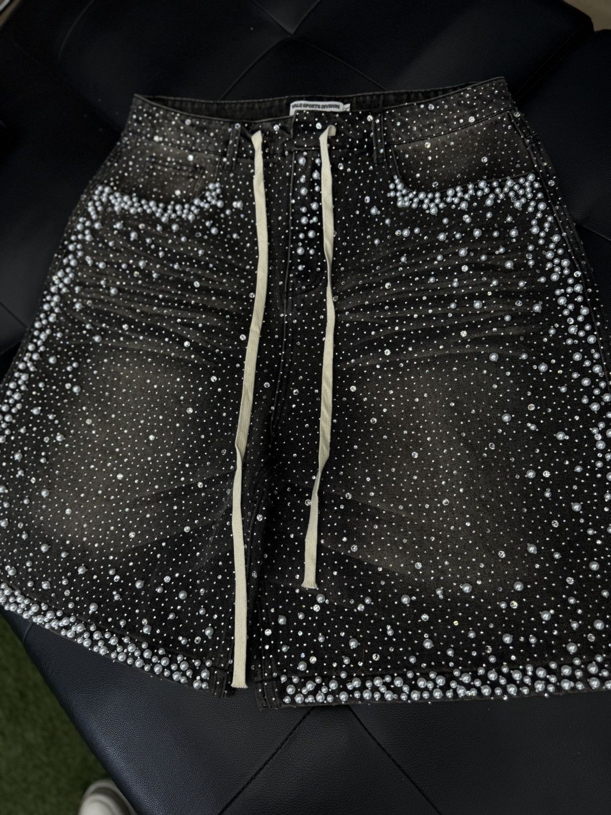 Vale Valley Rhinestone Crystal Shorts Denim Black Size 32 Size US 32 / EU 48 - 5 Thumbnail