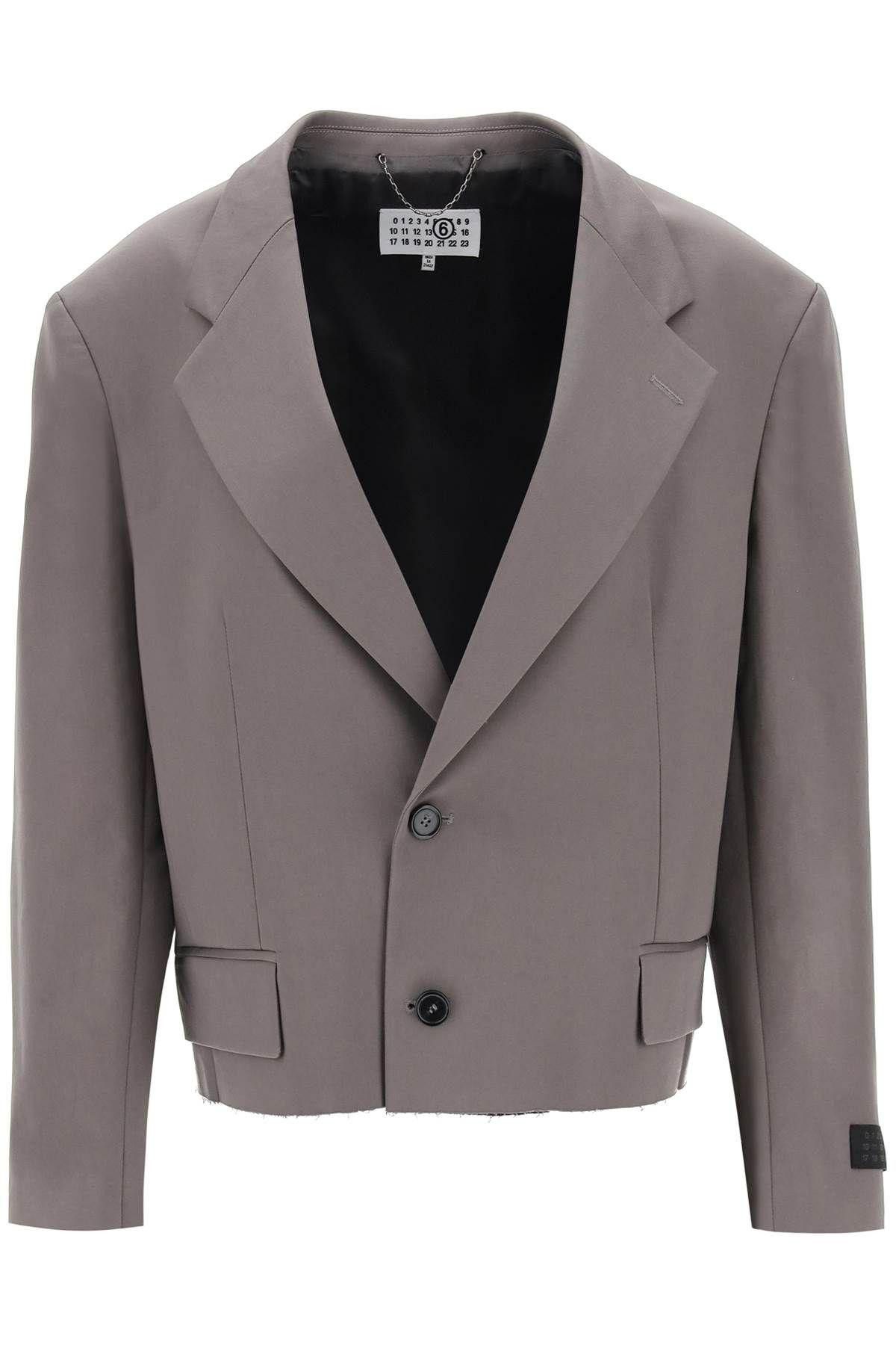 image of Mm6 Maison Margiela Cropped Blazer With Cut-Off Hem Size S For Women in Grey