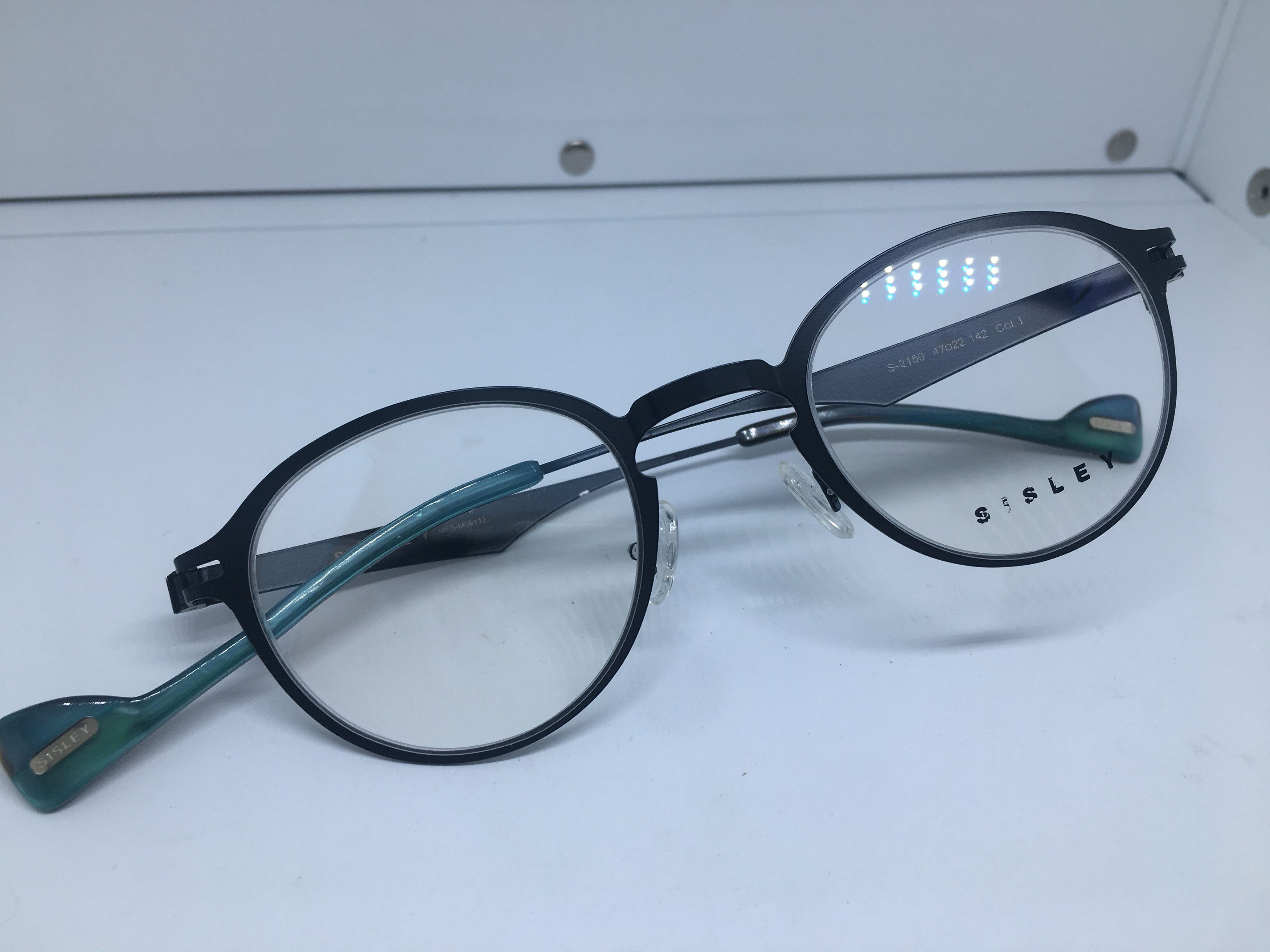Sisley Vintage Sisley S-2150 Navy Blue RX Eyeglasses Frame Size ONE SIZE - 7 Thumbnail