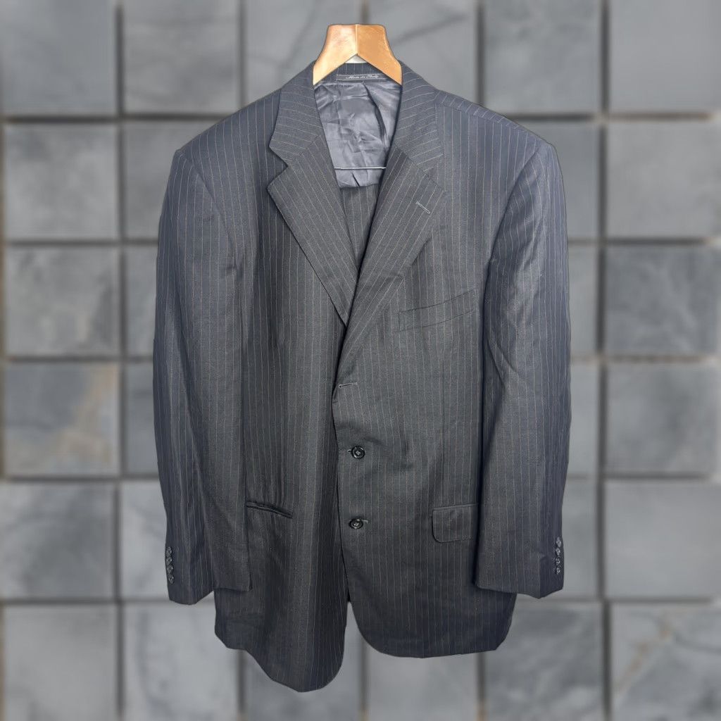 Ermenegildo Zegna Ermenegildo Zegna Suit Mens Charcoal Pinstripe Wool Trofeo Made Italy 2 Piece Size 42R - 1 Thumbnail