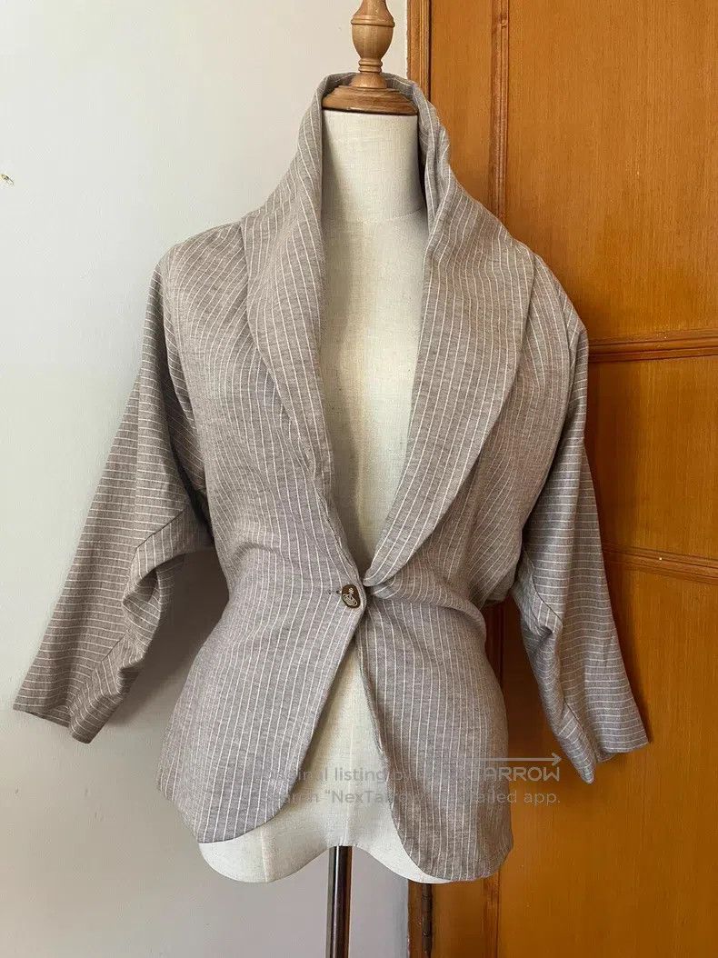 Vivienne Westwood Vivienne Westwood Grey Striped Short Jacket Size S / US 4 / IT 40 - 1 Thumbnail