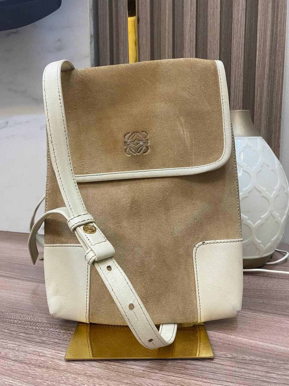 Loewe Loewe Suede Leather Beige Cross Body Bag Size ONE SIZE - 1 Thumbnail