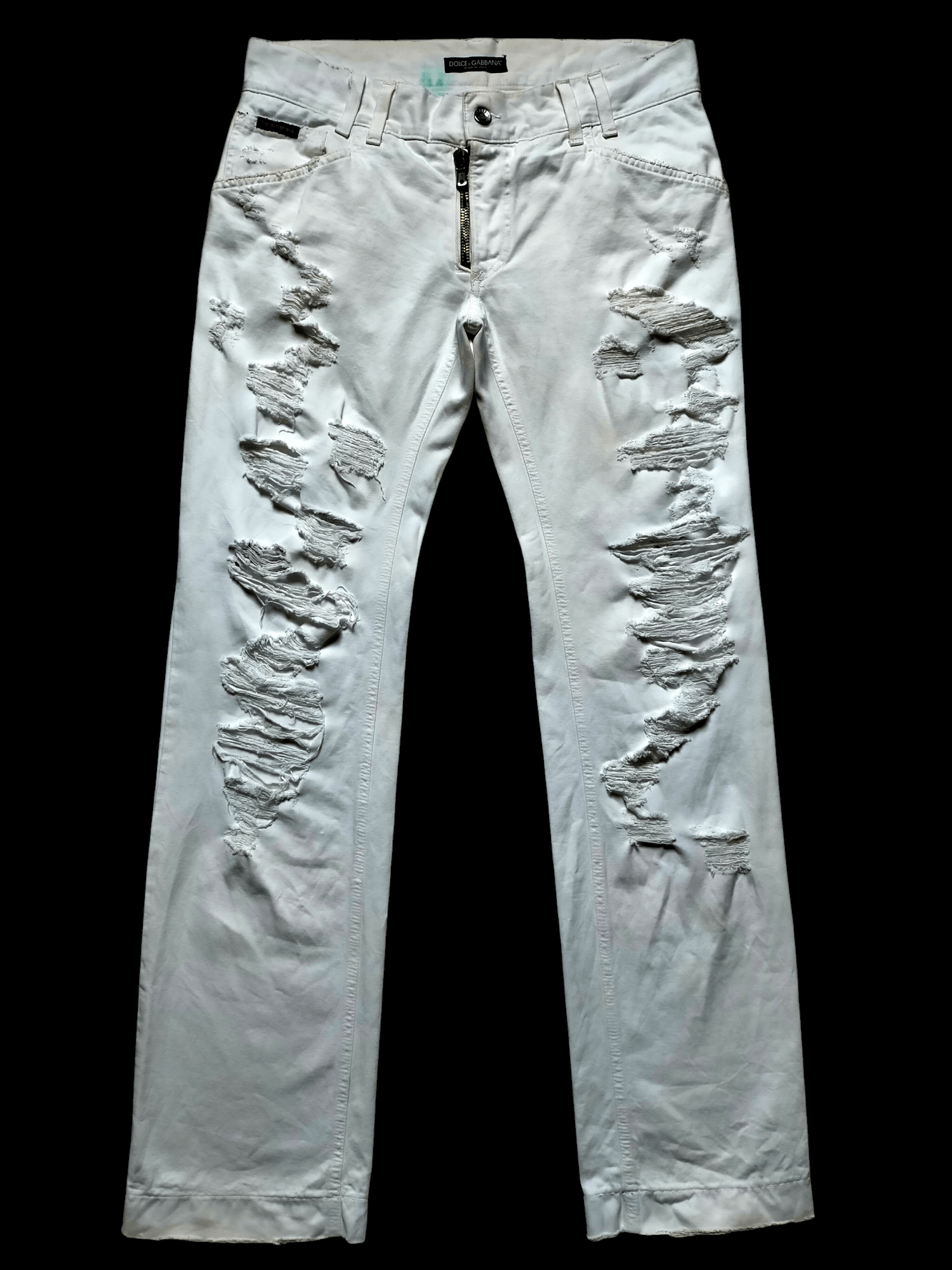 Dolce & Gabbana Dolce&Gabbana White Ripped Jeans 2005 Zipped Denim Size US 34 / EU 50 - 3 Thumbnail