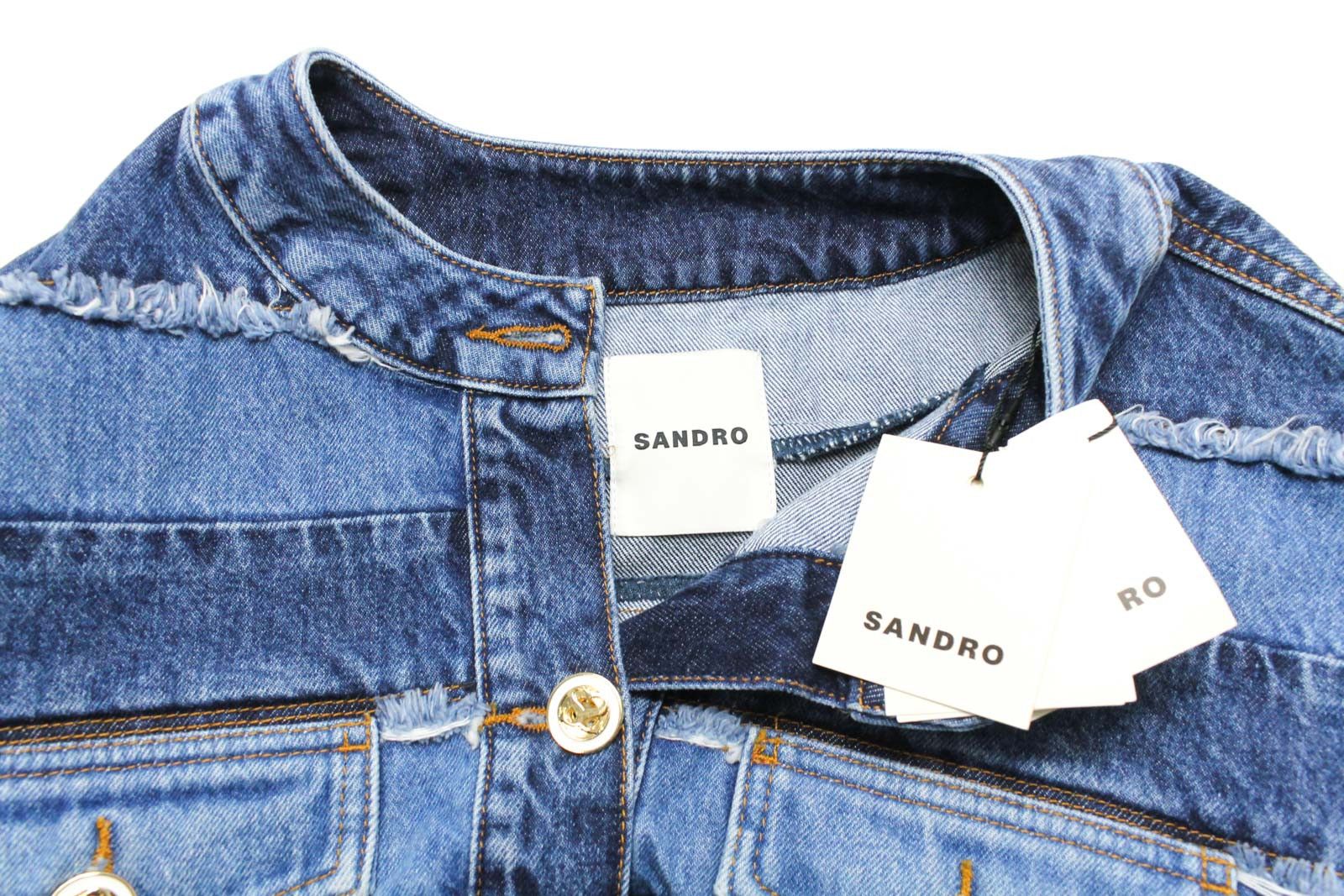 Sandro SANDRO Briac Jacket Women's (EU) 36 Denim Striped Patchwork Size S / US 4 / IT 40 - 6 Thumbnail