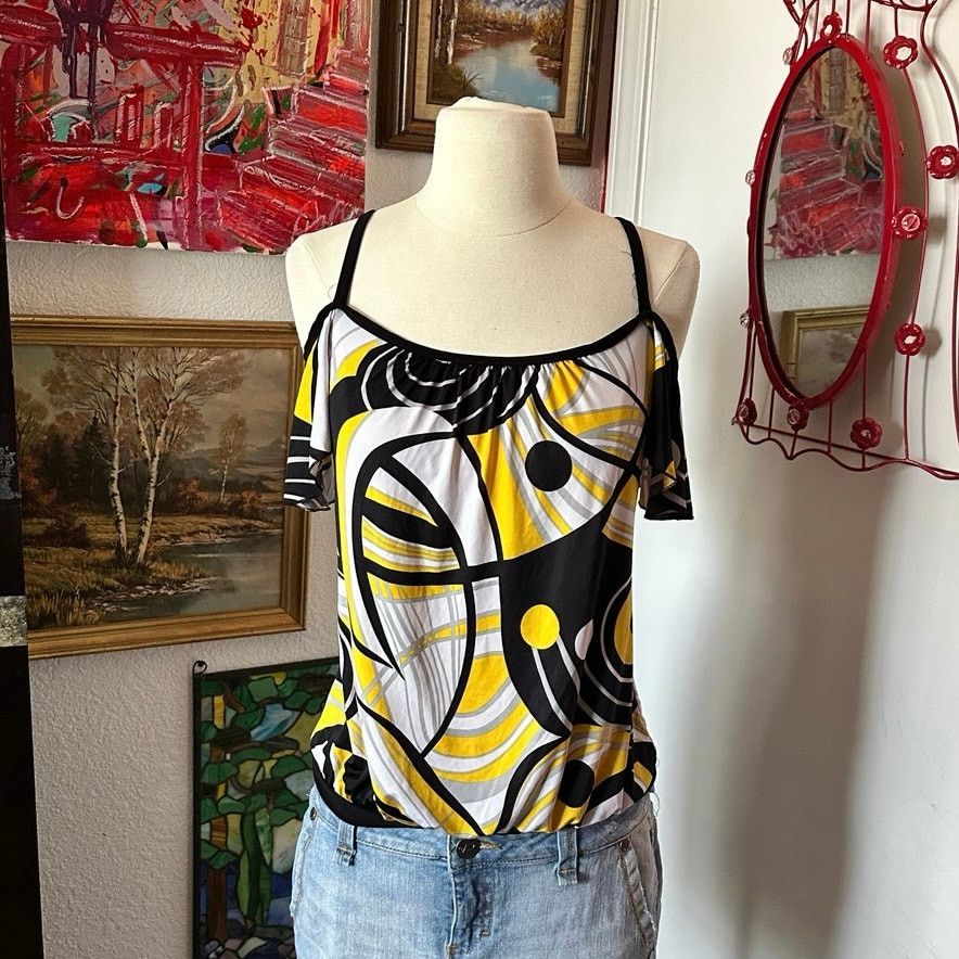 Other siren lily yellow white black blouse Size M / US 6-8 / IT 42-44 - 1 Thumbnail