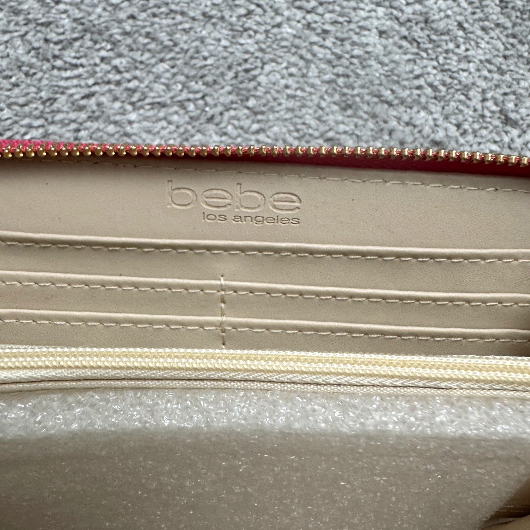 Bebe VINTAGEBeBe Zaza Zip Around Wallet Hot Pink Quilted Rhinestone Logo Wristlet Clutch NWT Size ONE SIZE - 6 Thumbnail