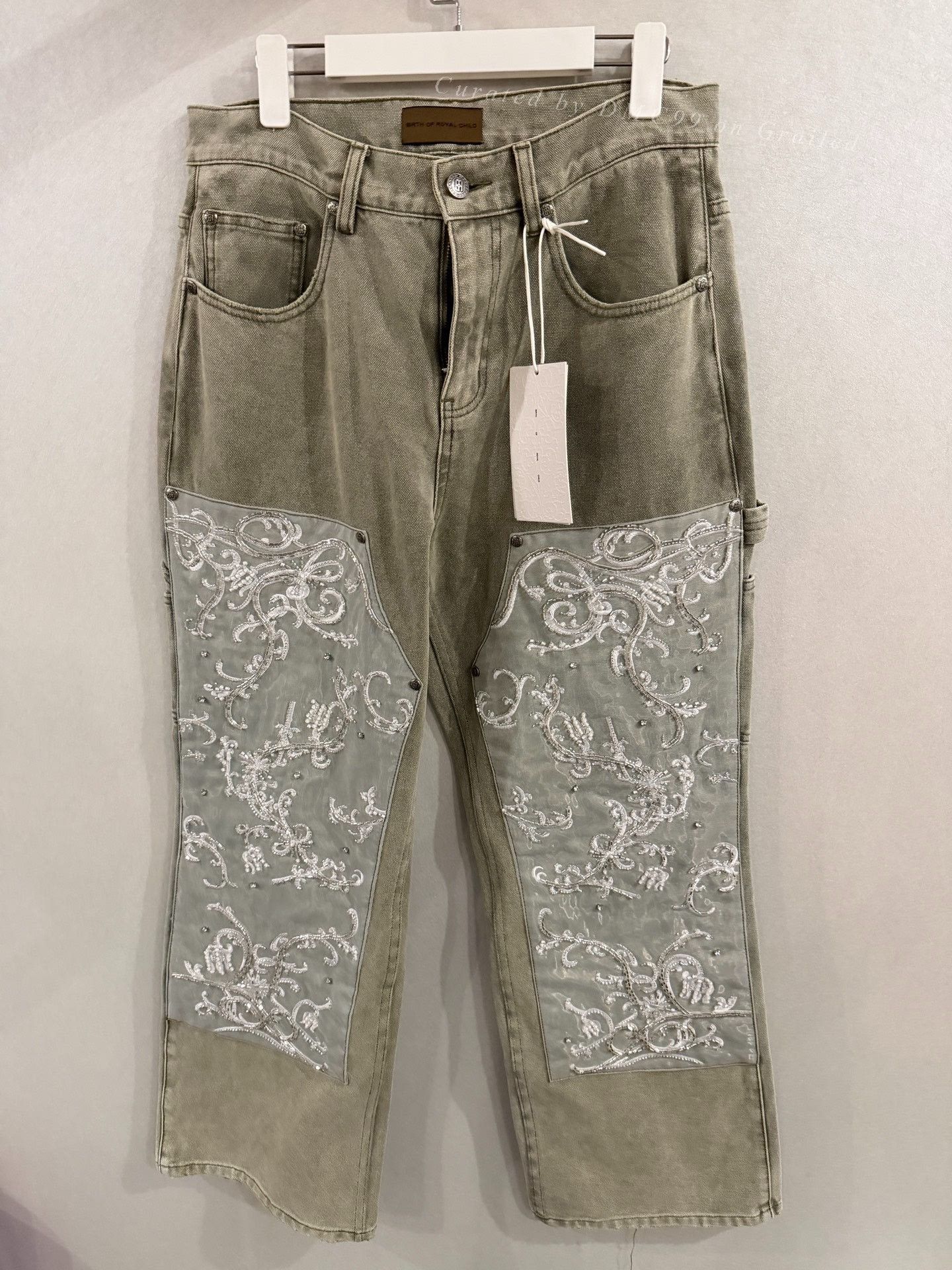 BORO Denim BORC Embroidered Royal Bead Cargo Pants Size 42" / US 20 - 1 Thumbnail
