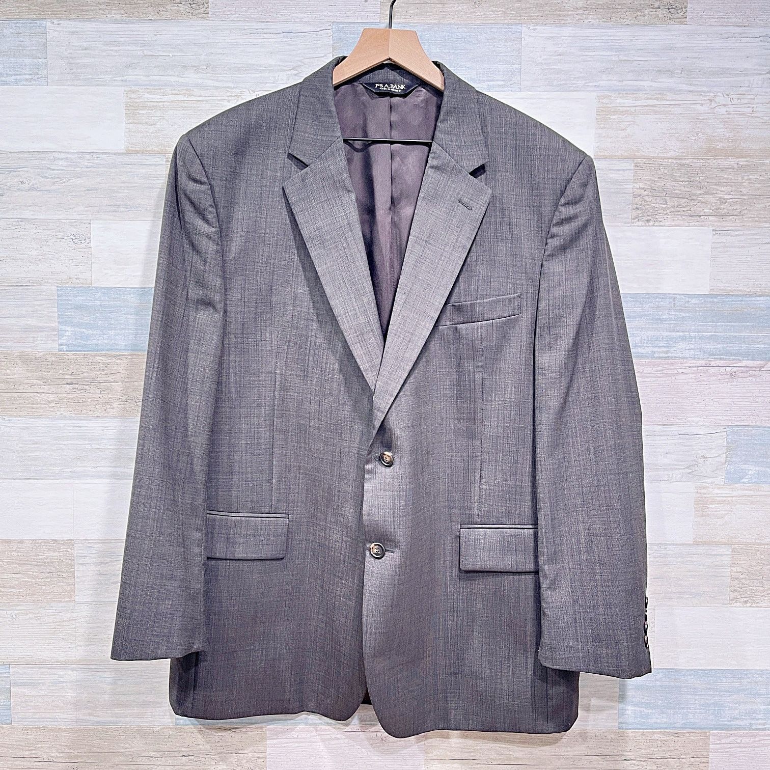 Jos. A. Bank Jos A Bank Wool Birdseye Suit Gray Mens 46R 40W Size 46R - 2 Thumbnail