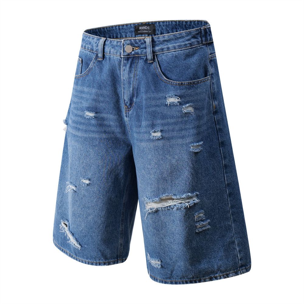 Japanese Brand × Jean Men's distressed washed loose ripped denim shorts Size US 32 / EU 48 - 2 Thumbnail