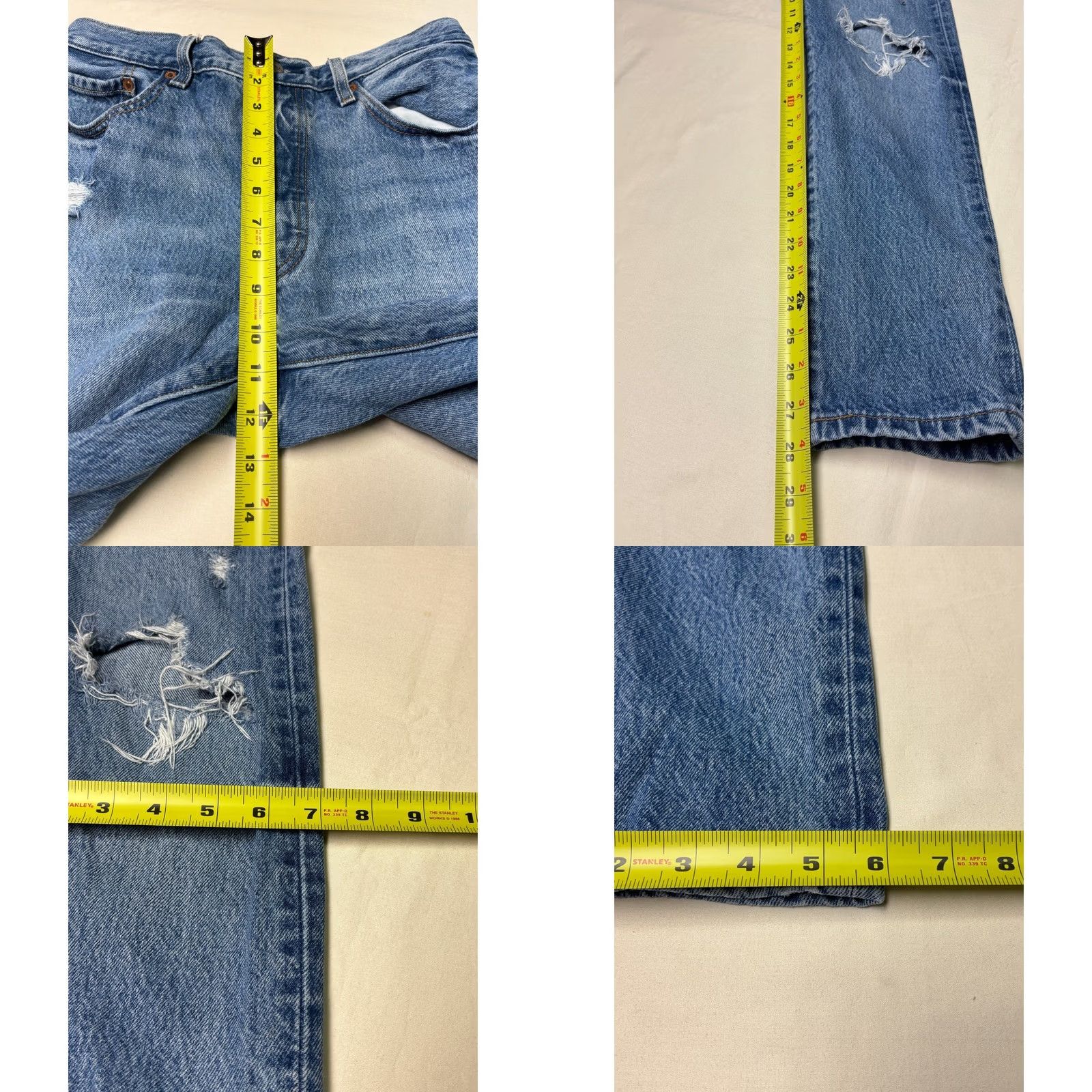 Levi's VINTAGE Levi's 501 Women Jeans Straight Jeans Women Medium Wash Distressed Button Fly Slim 29x30 Blue 5-Pocket Denim 100% Cotton Womens Size 29" - 9 Thumbnail