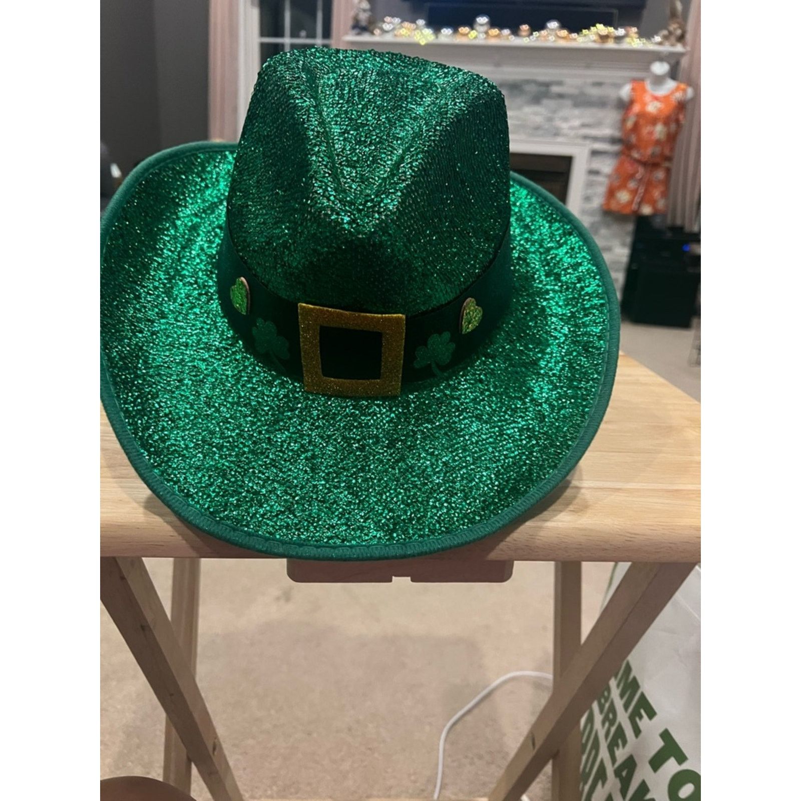 & Other Stories 🍀 St. Patrick’s Day Green Glitter Cowboy Hat 🍀 Size ONE SIZE - 7 Thumbnail