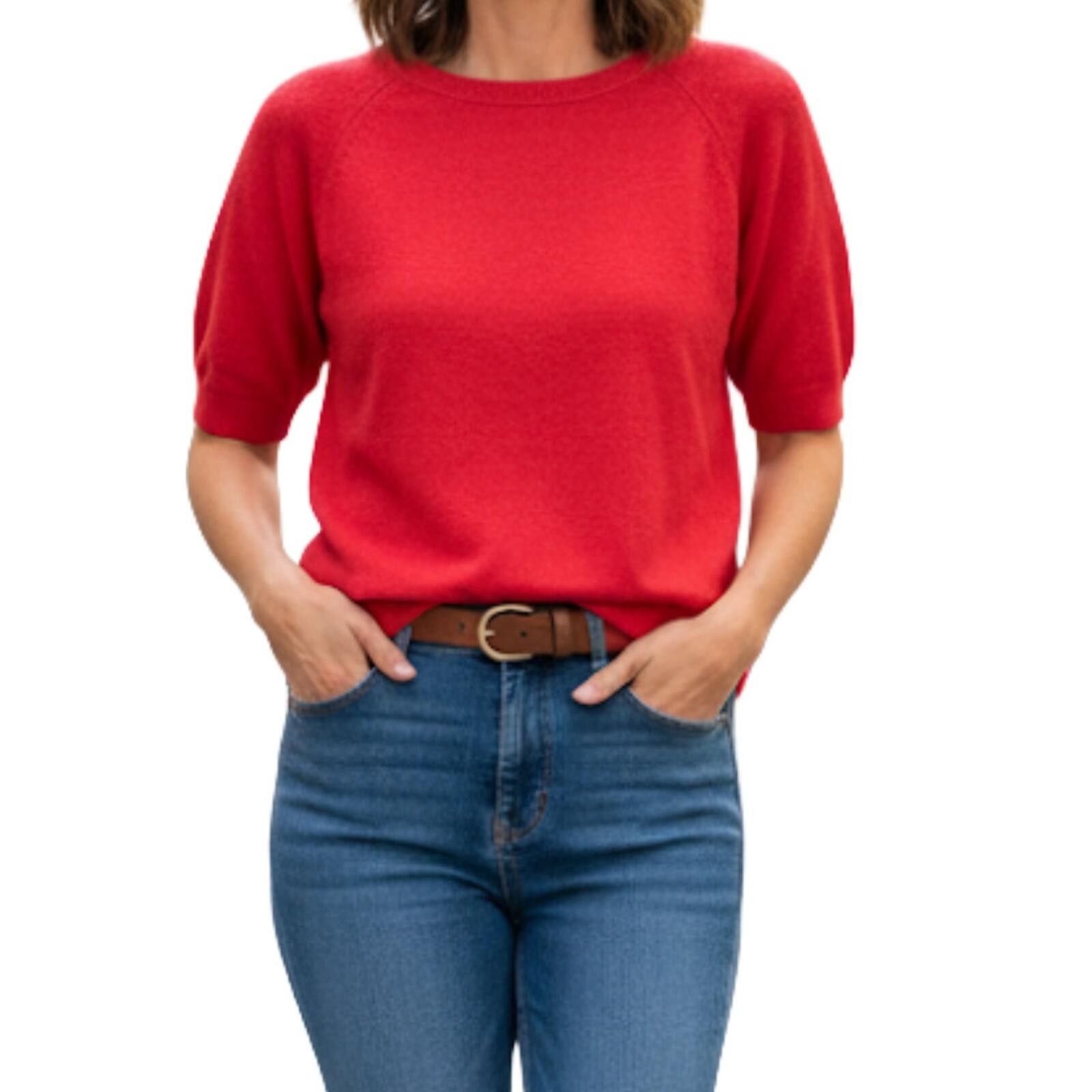 Other Designers Originals Vintage Red Short Sweater Womens Large Size L / US 10 / IT 46 - 2 Thumbnail