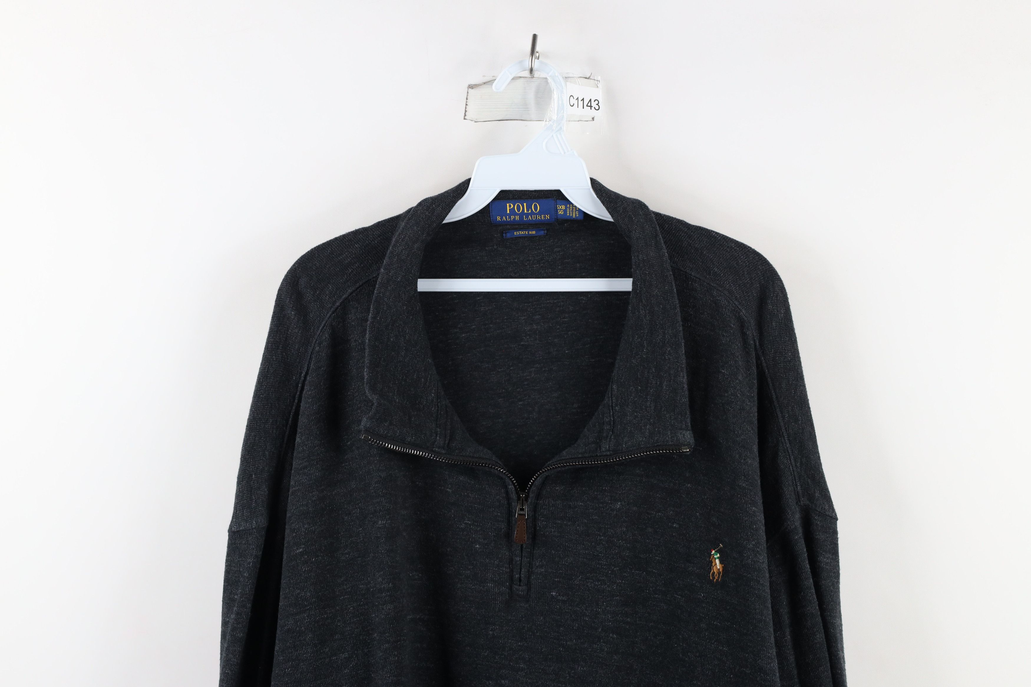 Ralph Lauren × Vintage Ralph Lauren Rib Ribbed Knit Half Zip Sweater Dark Gray Size US XXL / EU 58 / 5 - 2 Thumbnail