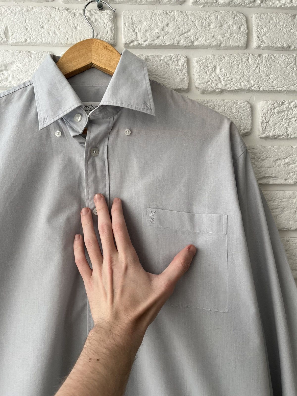 Yves Saint Laurent CRAZY VINTAGE 90s YSL GRAY BLANK SHIRT Y2K Size US L / EU 52-54 / 3 - 2 Thumbnail