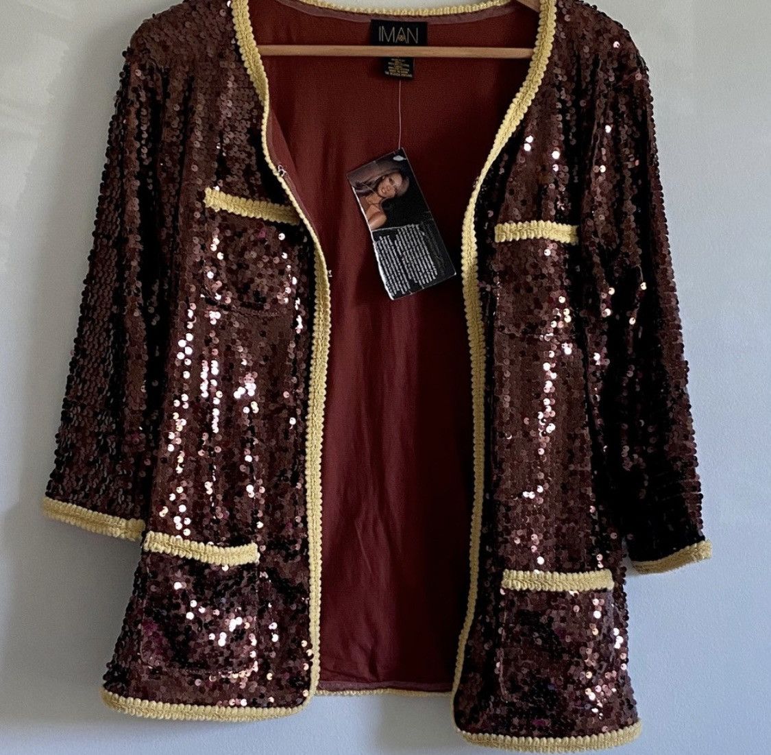 Other IMAN SEQUIN EMBELLISHED CARDIGAN JACKET Size L / US 10 / IT 46 - 3 Thumbnail