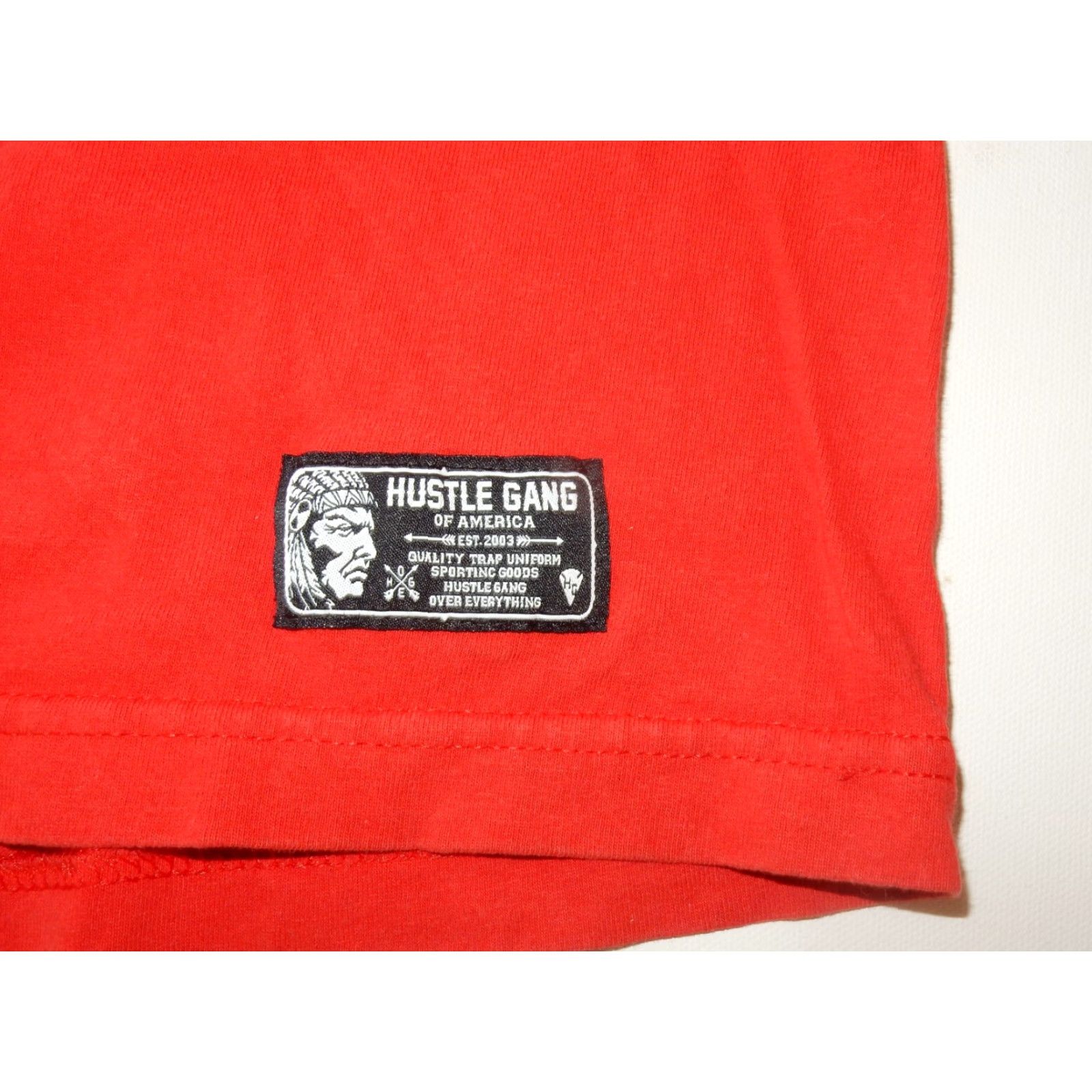 Vintage HUSTLE GANG Men's T-Shirt Large Red Short Sleeve Cotton Size US L / EU 52-54 / 3 - 2 Thumbnail