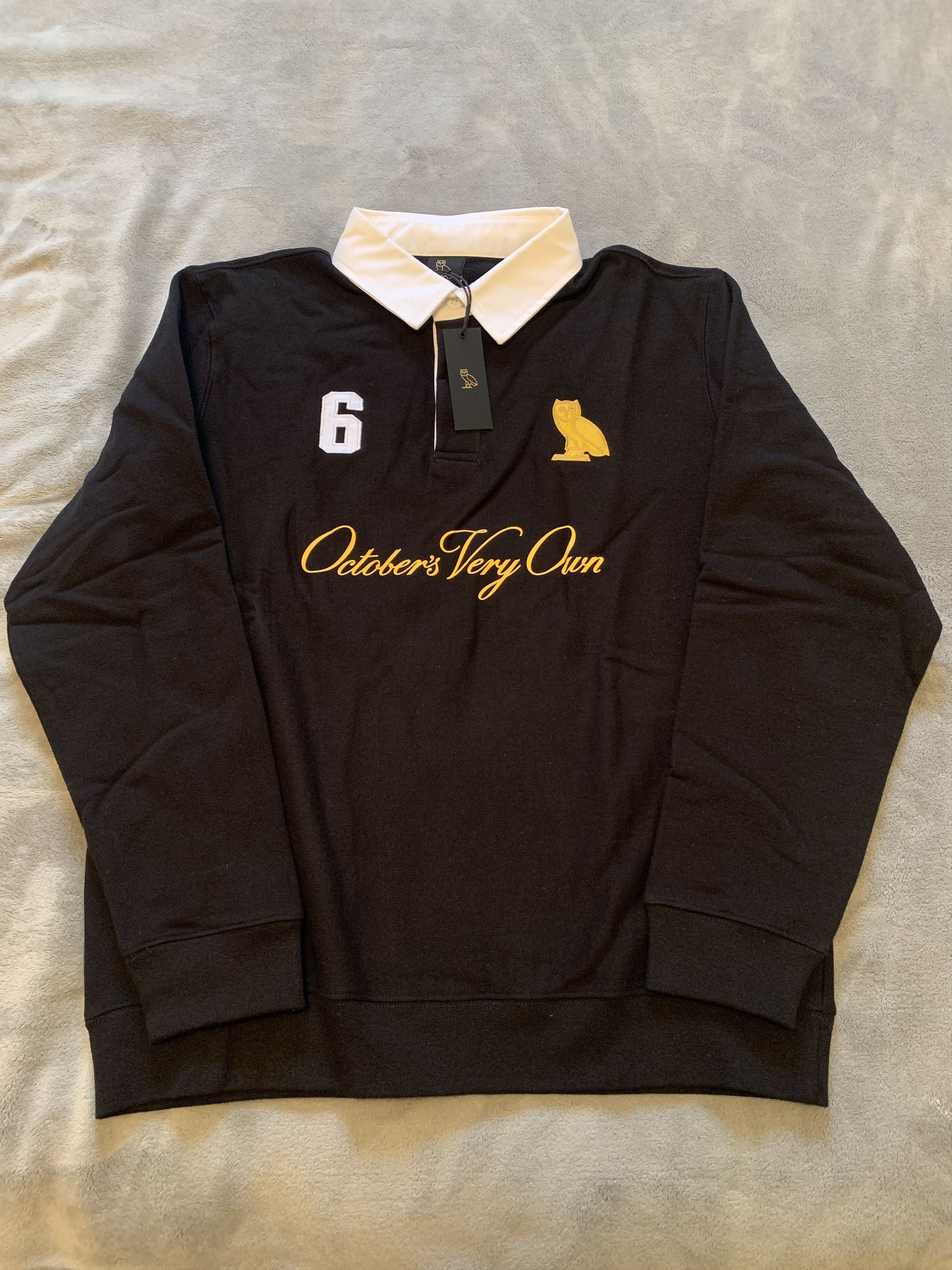 Image of Drake x Octobers Very Own Ovo Royal Rugby Polo 2021 Drop in Black, Men's (Size 2XL)