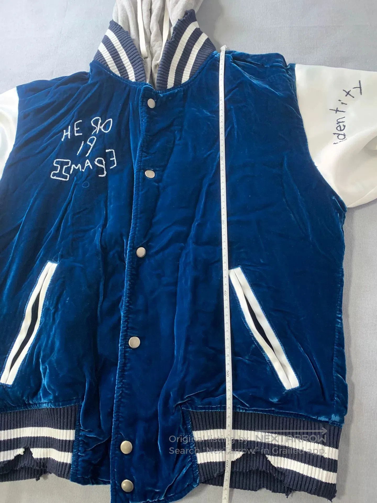 Greg Laurent Blue Velvet Baseball Jacket.