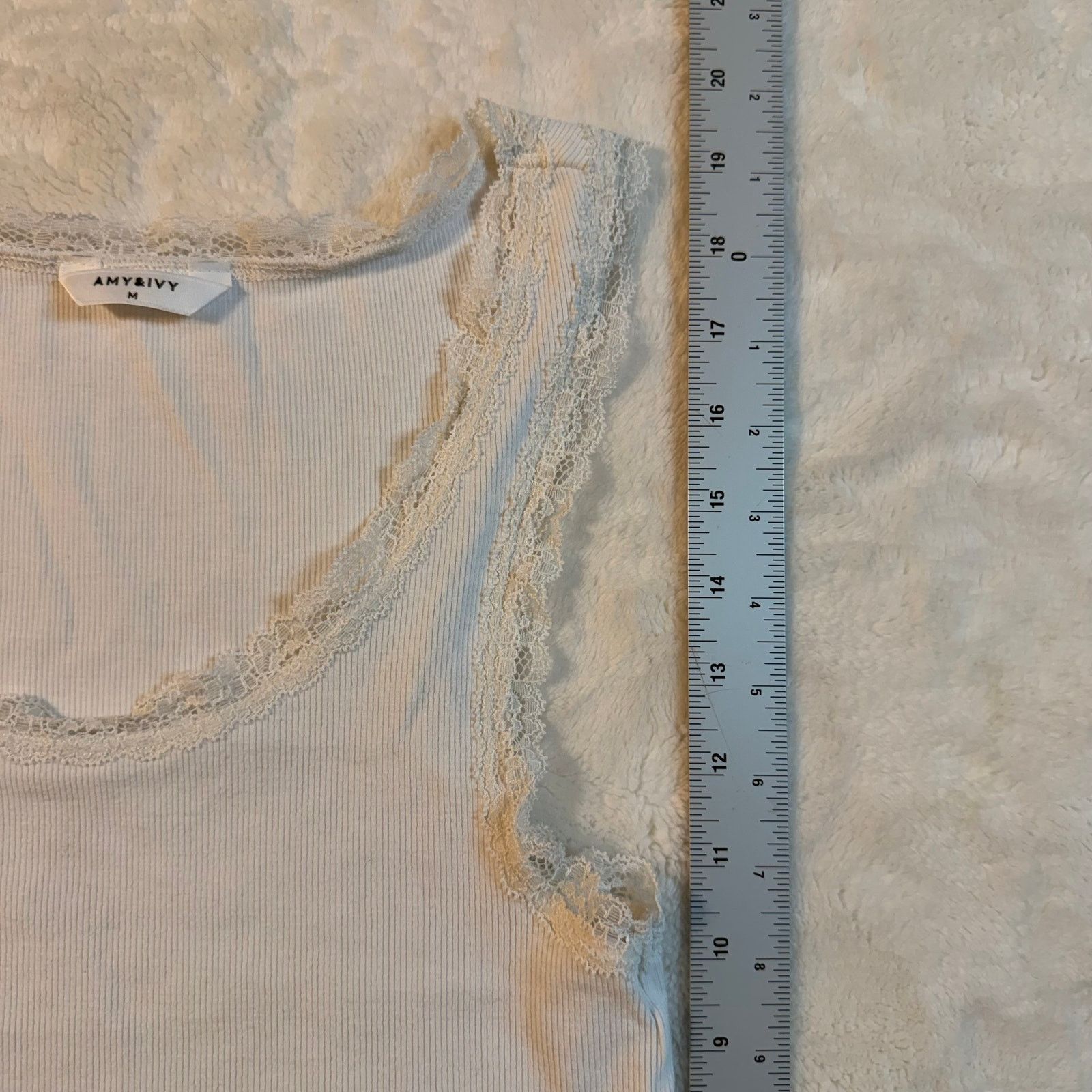 & Other Stories White Amy & Ivy Ribbed Lace-Trim Camisole Tank top Size M / US 6-8 / IT 42-44 - 4 Thumbnail