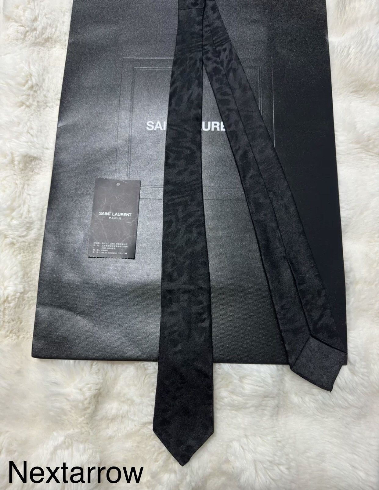 Saint Laurent YSL Show Black Leopard Tie