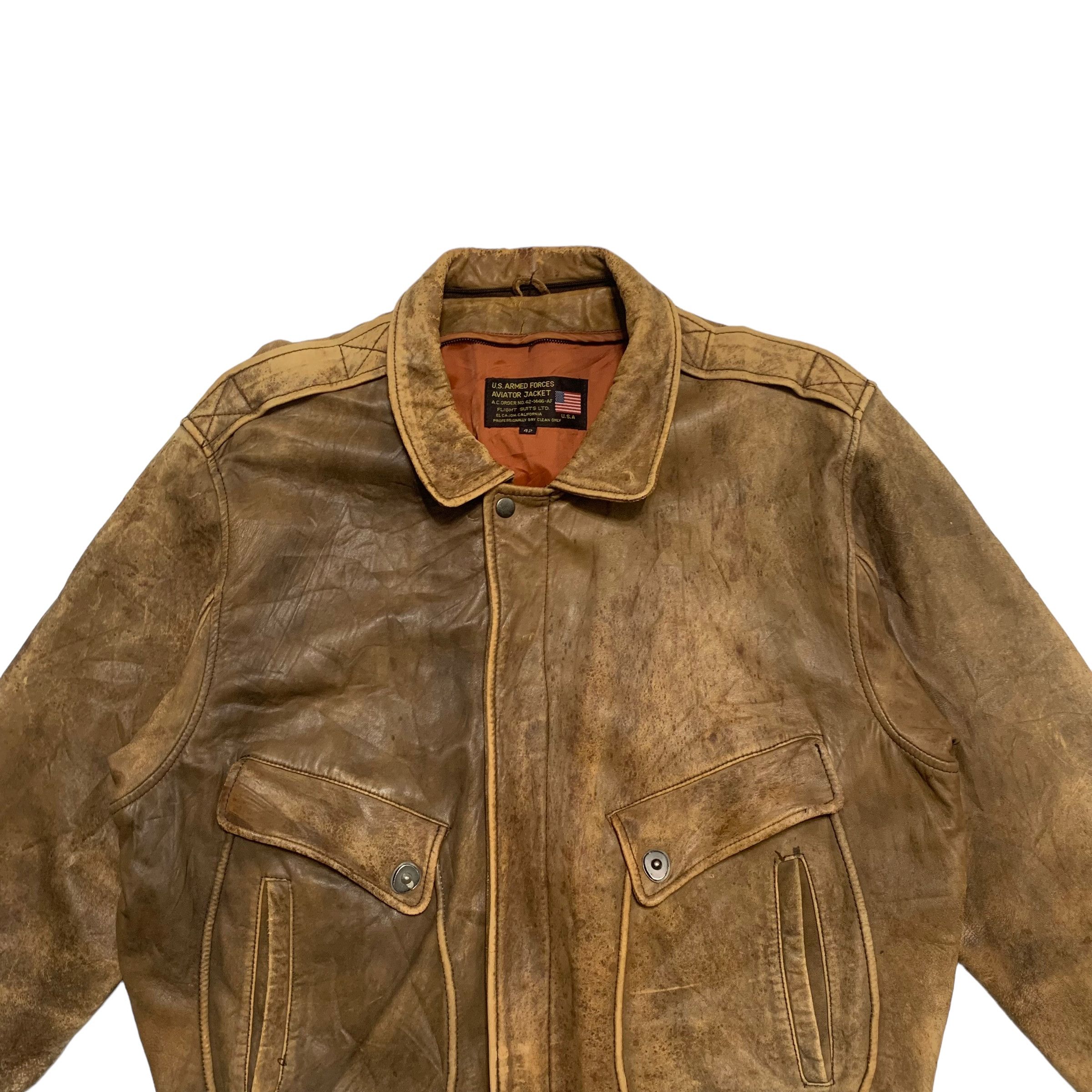 Vintage Vintage 80s US Armed Forces Flight Aviator Leather Jacket Size US L / EU 52-54 / 3 - 3 Thumbnail