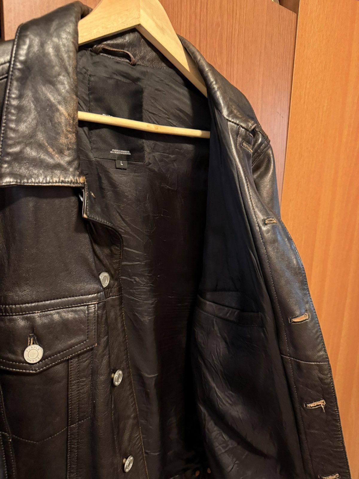 Purple Brand Purple Brand Leather P028 Leather Trucker Jacket Size US L / EU 52-54 / 3 - 8 Thumbnail