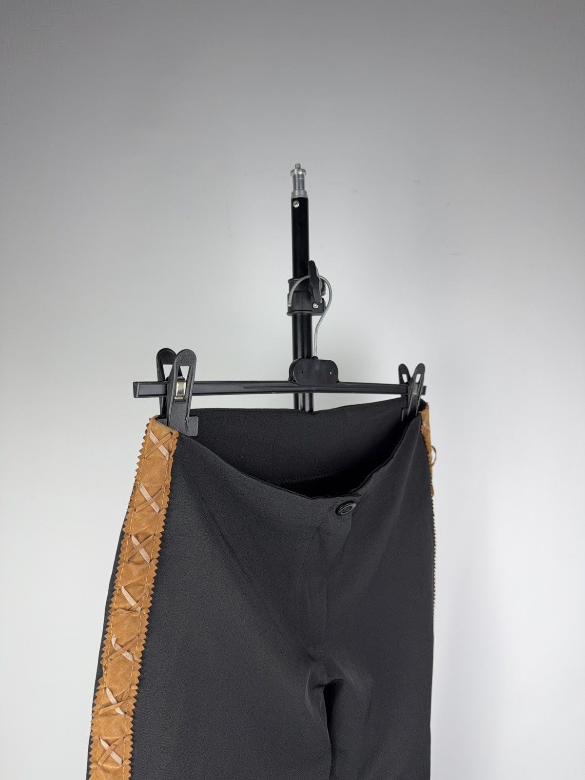Japanese Brand 00s Retro Western Cowgirl Black Flare Pants With Brown Suede Size 27" / US 4 / IT 40 - 14 Thumbnail