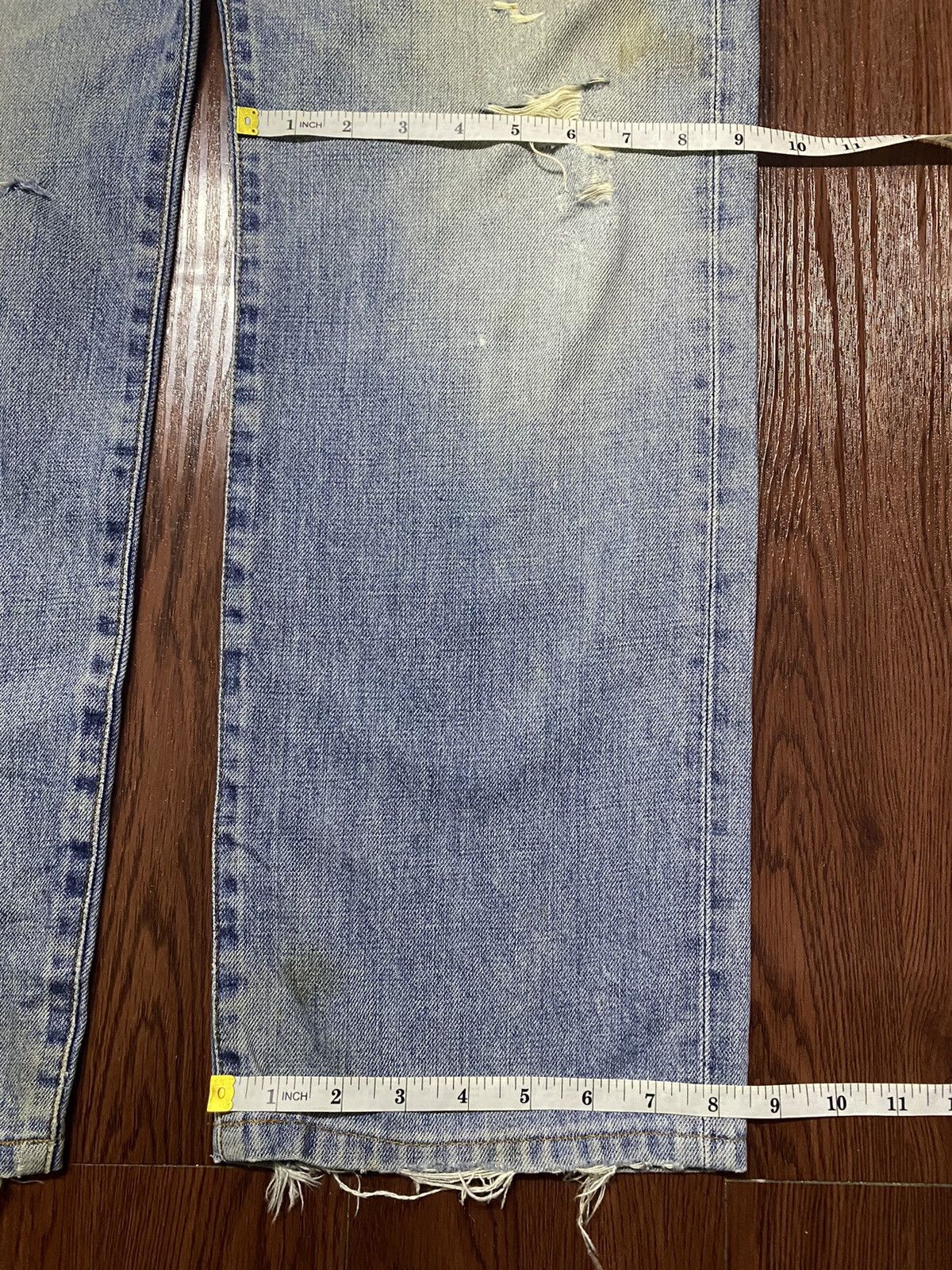 Japanese Brand Vintage Edwin503 Blue Wash Distressed Loose Jeans Size US 32 / EU 48 - 13 Thumbnail