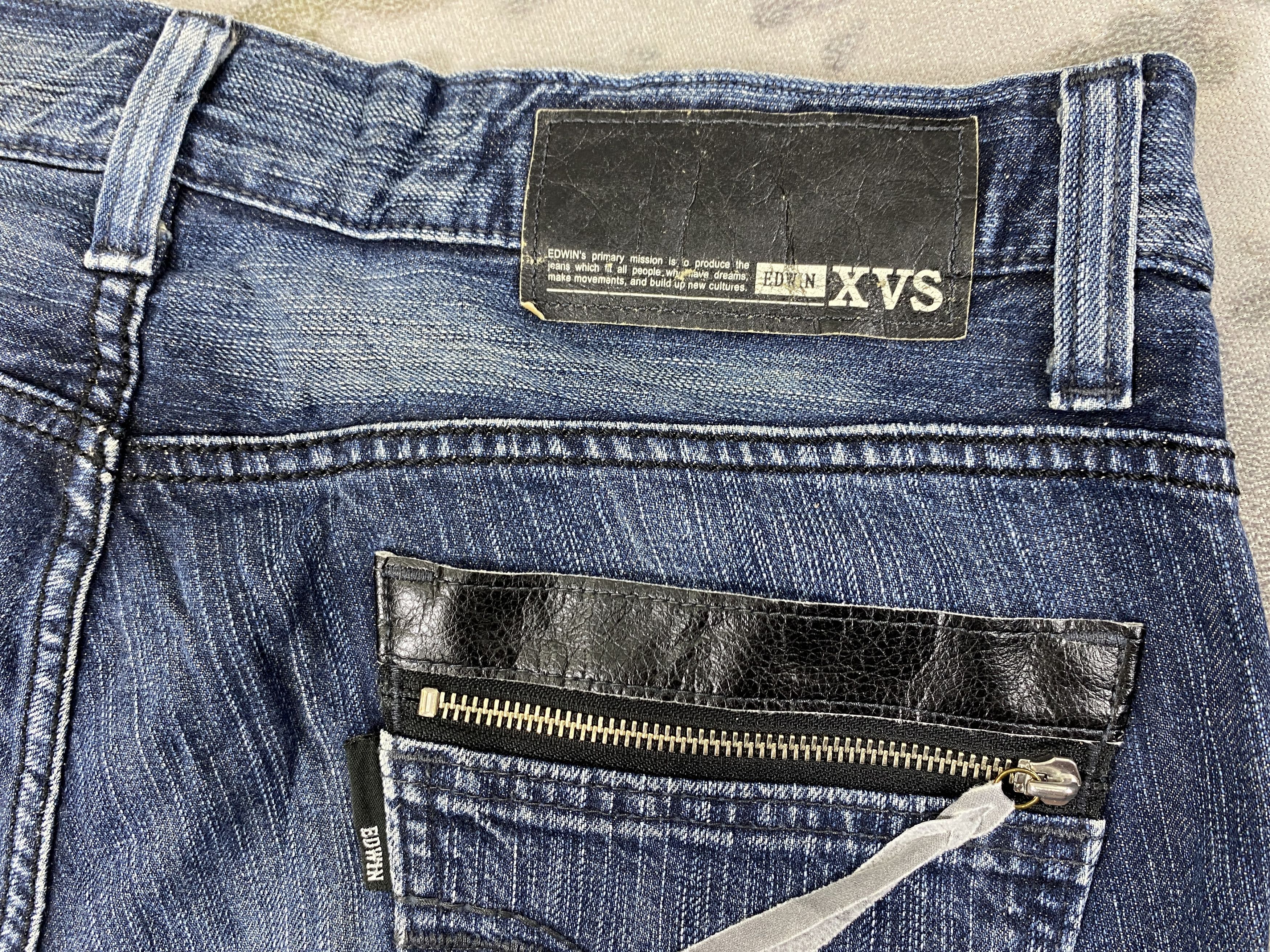 Japanese Brand Distressed Blue Vintage Edwin XVS Jeans 37x30 Denim- JN3843 Size US 37 - 11 Thumbnail