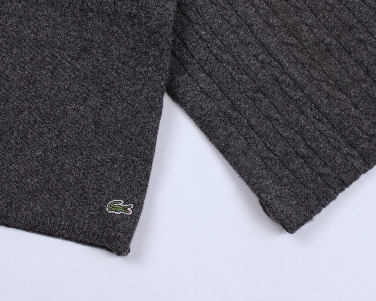 Lacoste × Vintage LACOSTE Gray Cable Knit Wool Scarf Size ONE SIZE - 2 Thumbnail