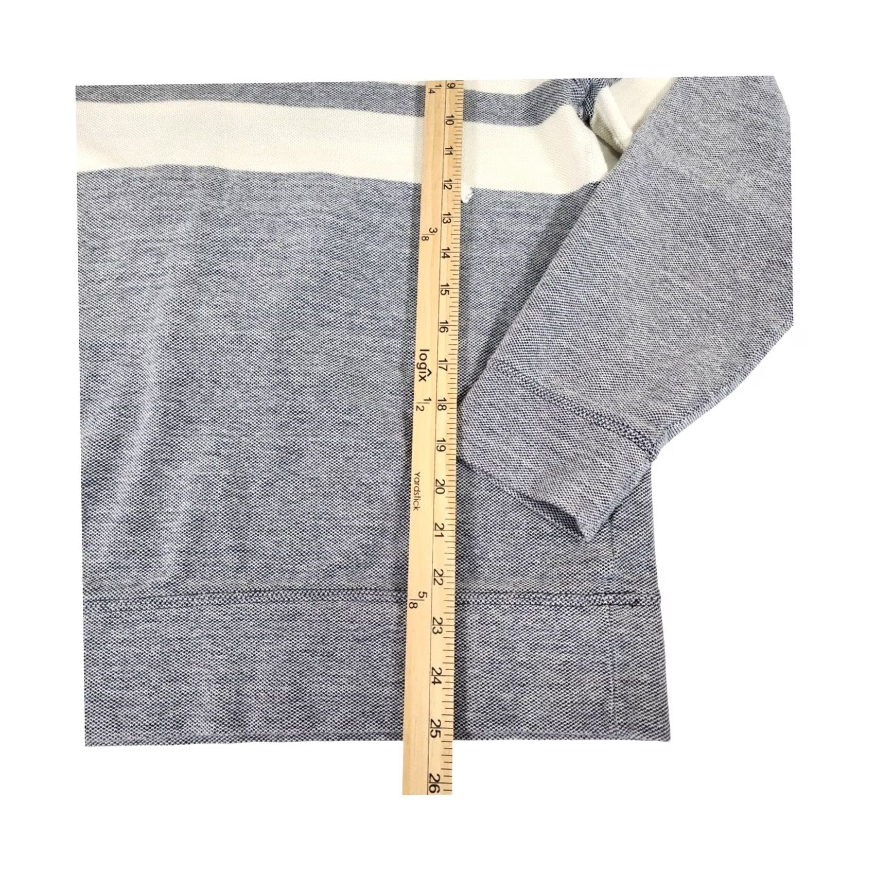 Banana Republic Banana Republic Mens Shawl Collar Striped Heathered Gray Pullover Sweatshirt L Size US L / EU 52-54 / 3 - 5 Thumbnail