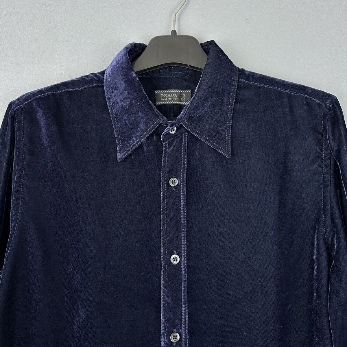 Prada Prada Navy Viscose Blend Button Up Shirt Size US M / EU 48-50 / 2 - 2 Thumbnail