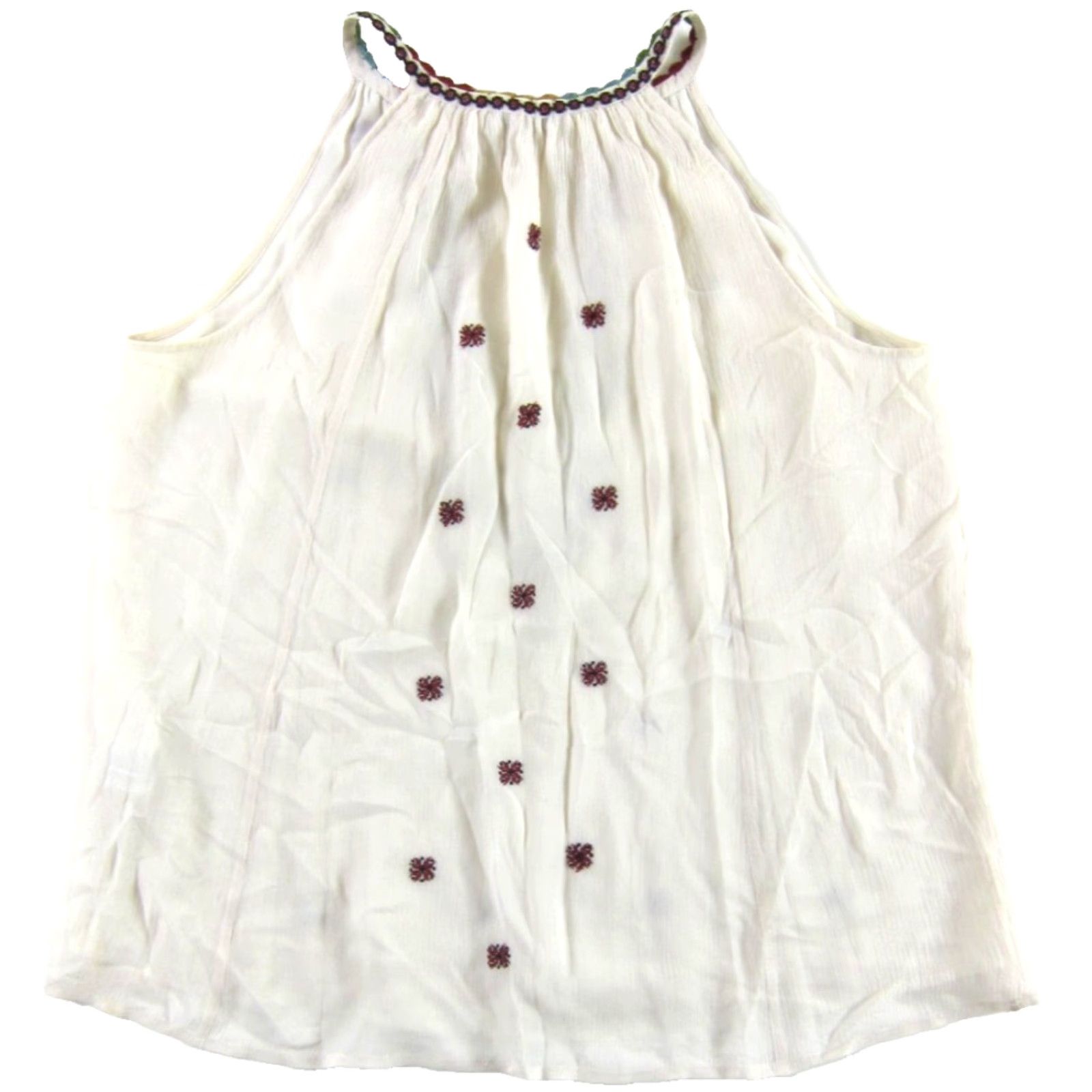 Joie JOIE 100% Silk Ivory Blue Red Embroidered Sleeveless Tunic Tank Blouse Small Size S / US 4 / IT 40 - 2 Thumbnail