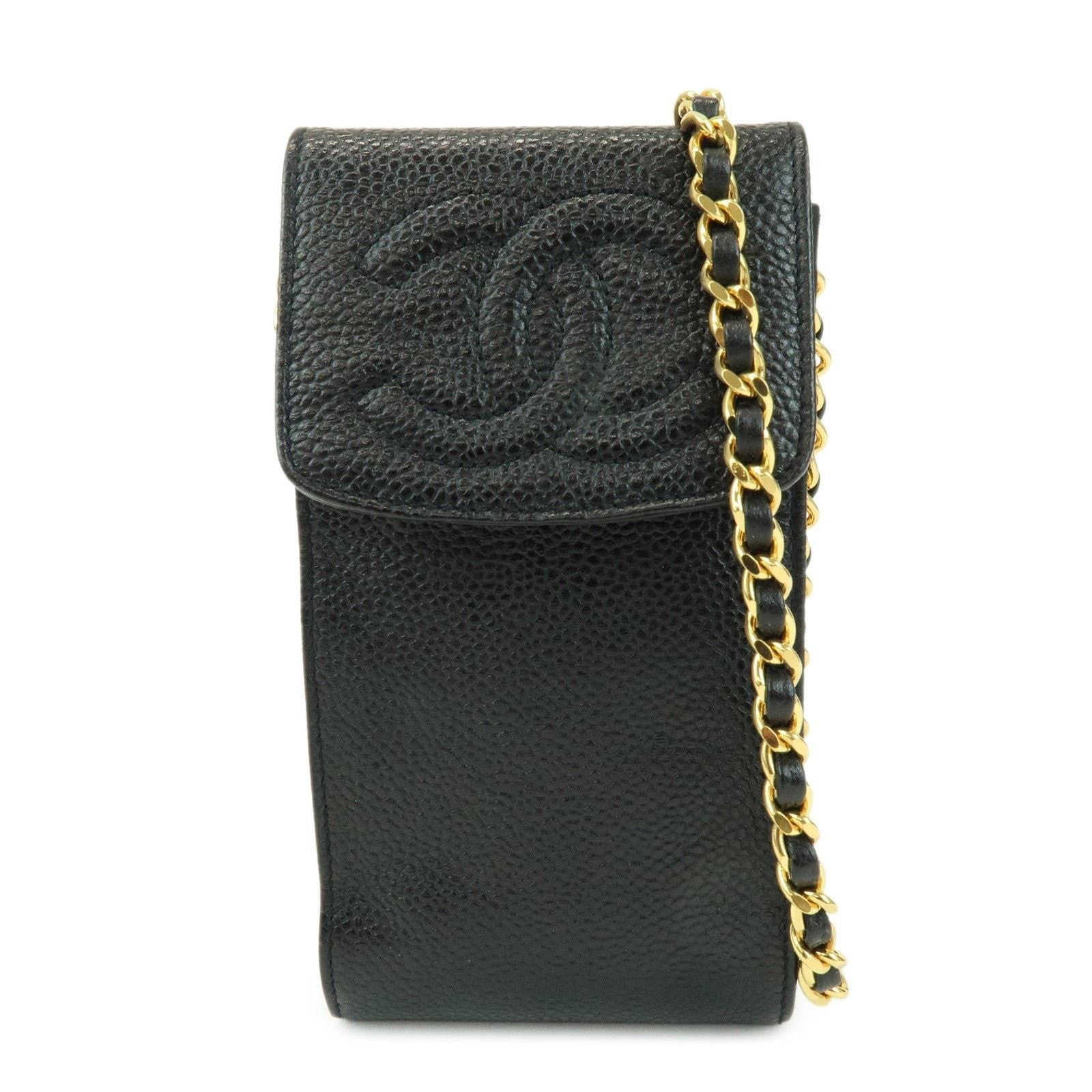 Chanel Chanel CC Logo Caviar Leather Phone Case Black Size ONE SIZE - 1 Thumbnail