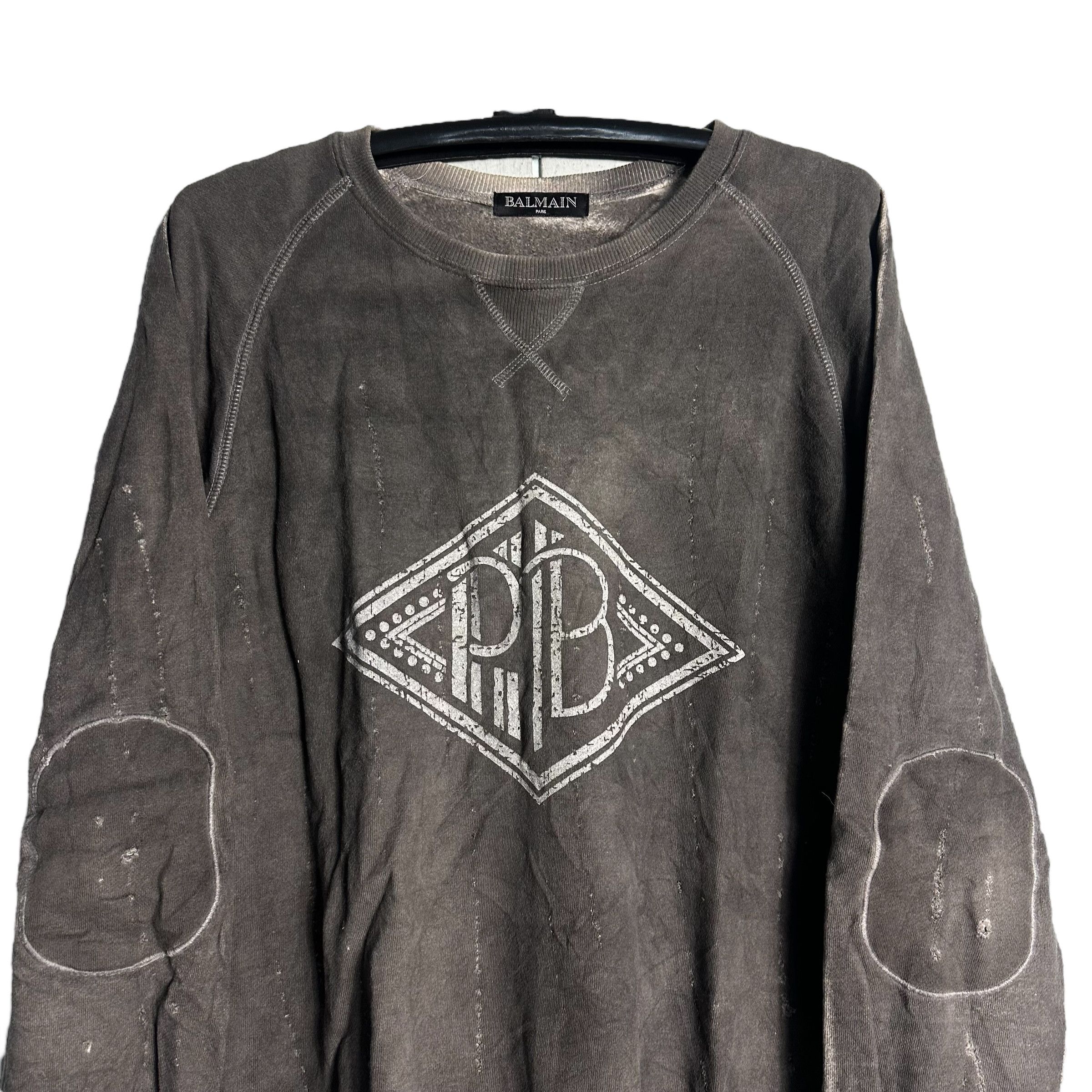 Pierre Balmain 🔥RARE🔥Vintage Pierre Balmain Distress Design Sweatshirt Size US L / EU 52-54 / 3 - 2 Thumbnail