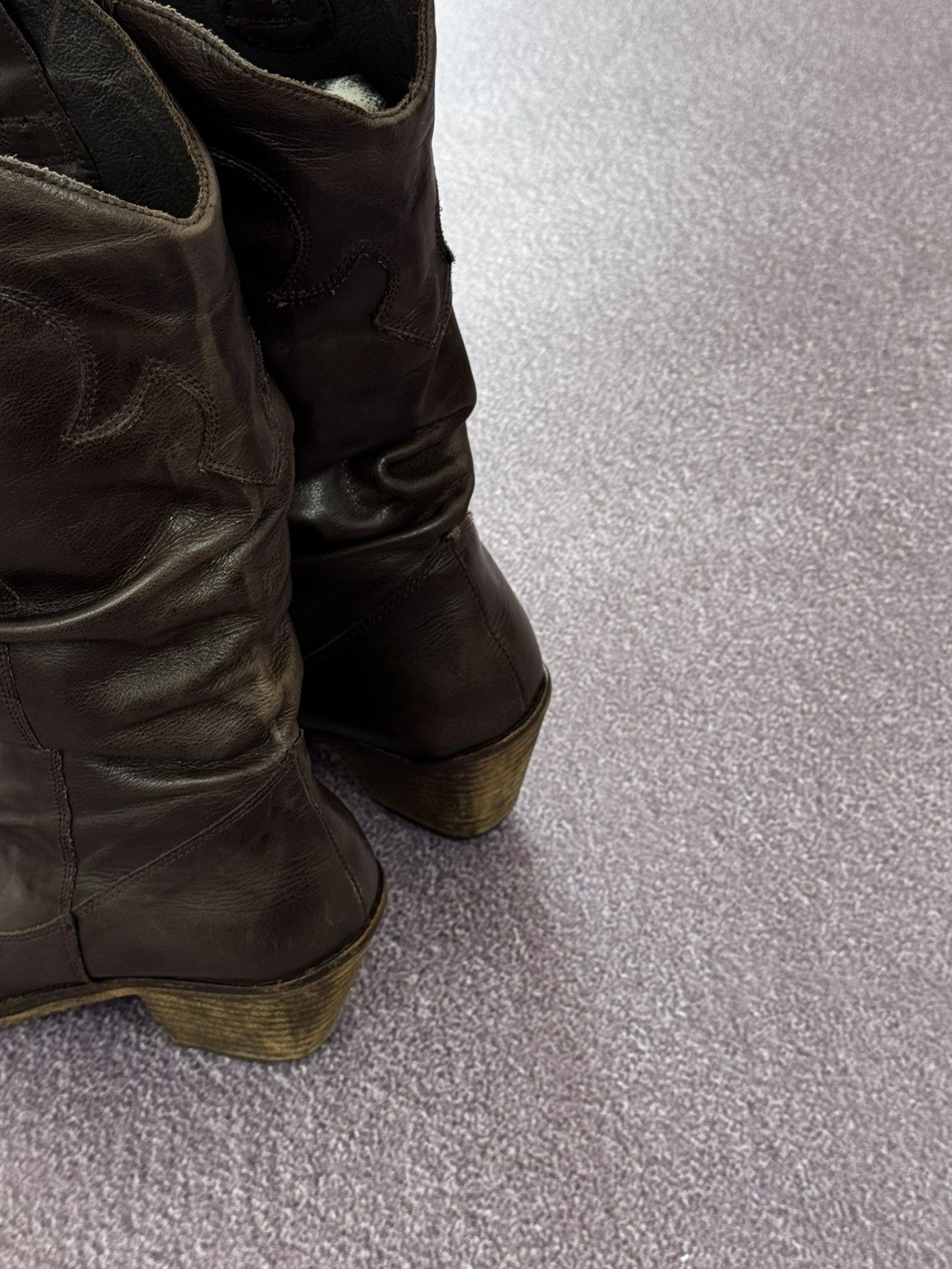 Japanese Brand Y2K 00’s Glamour Leather Cowboy Avant Garde Boots Size US 7.5 / IT 37.5 - 13 Thumbnail