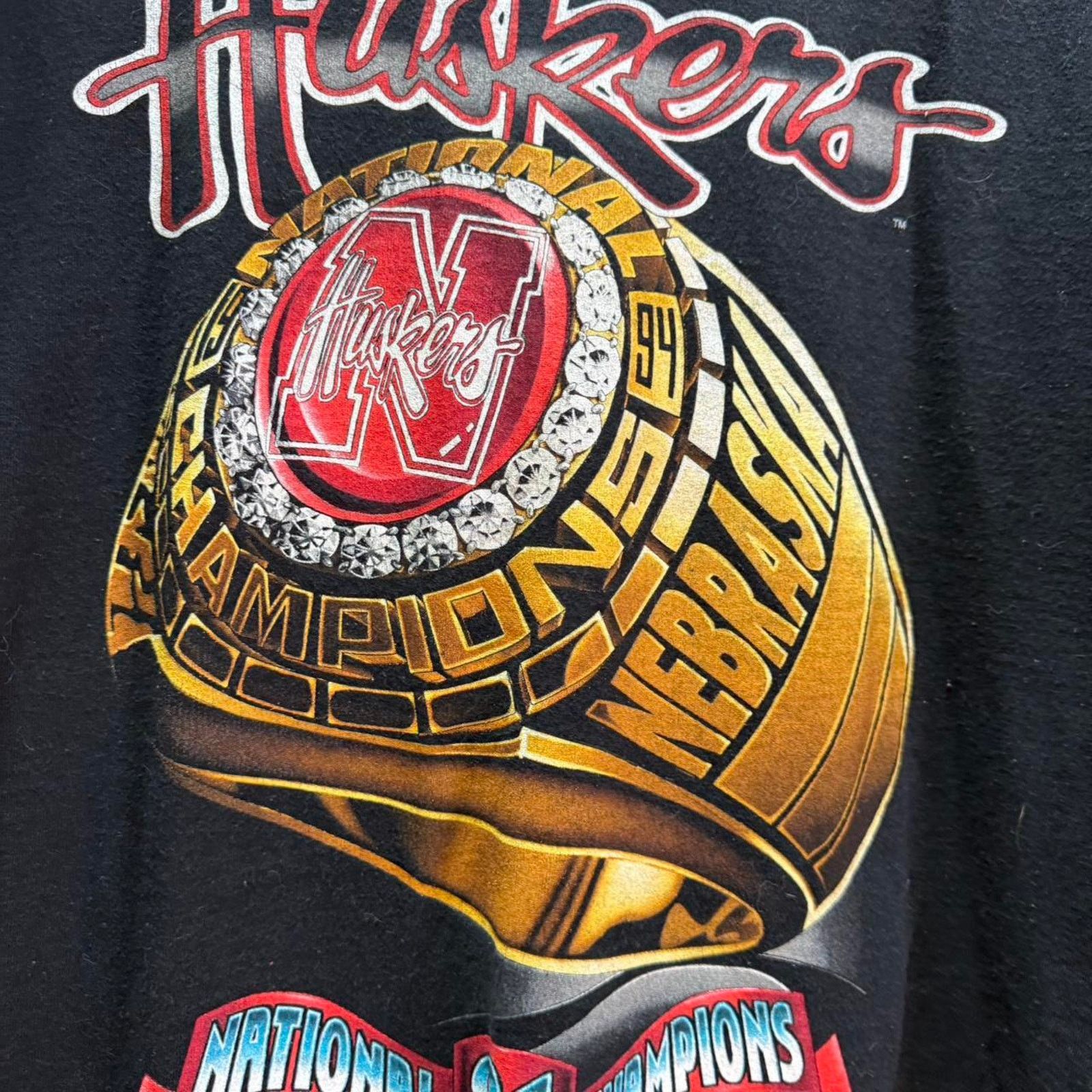 Vintage Vintage 90s Nebraska National Championship Ring T-Shirt Size US XL / EU 56 / 4 - 3 Thumbnail