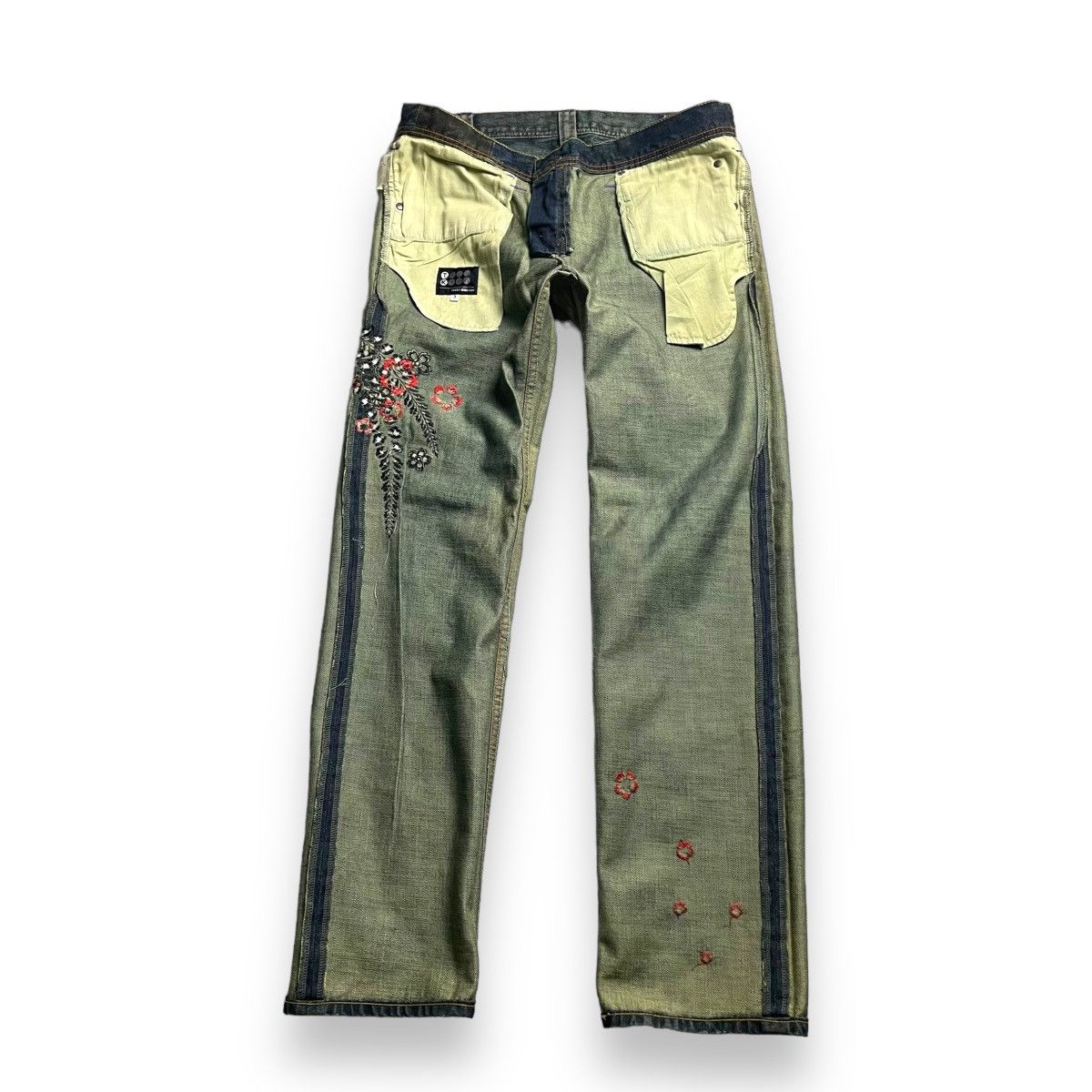 Takeo Kikuchi 🇯🇵 TAKEO KIKUCHI EMBROIDERED FLORAL DENIM PANTS Size 31" - 8 Thumbnail