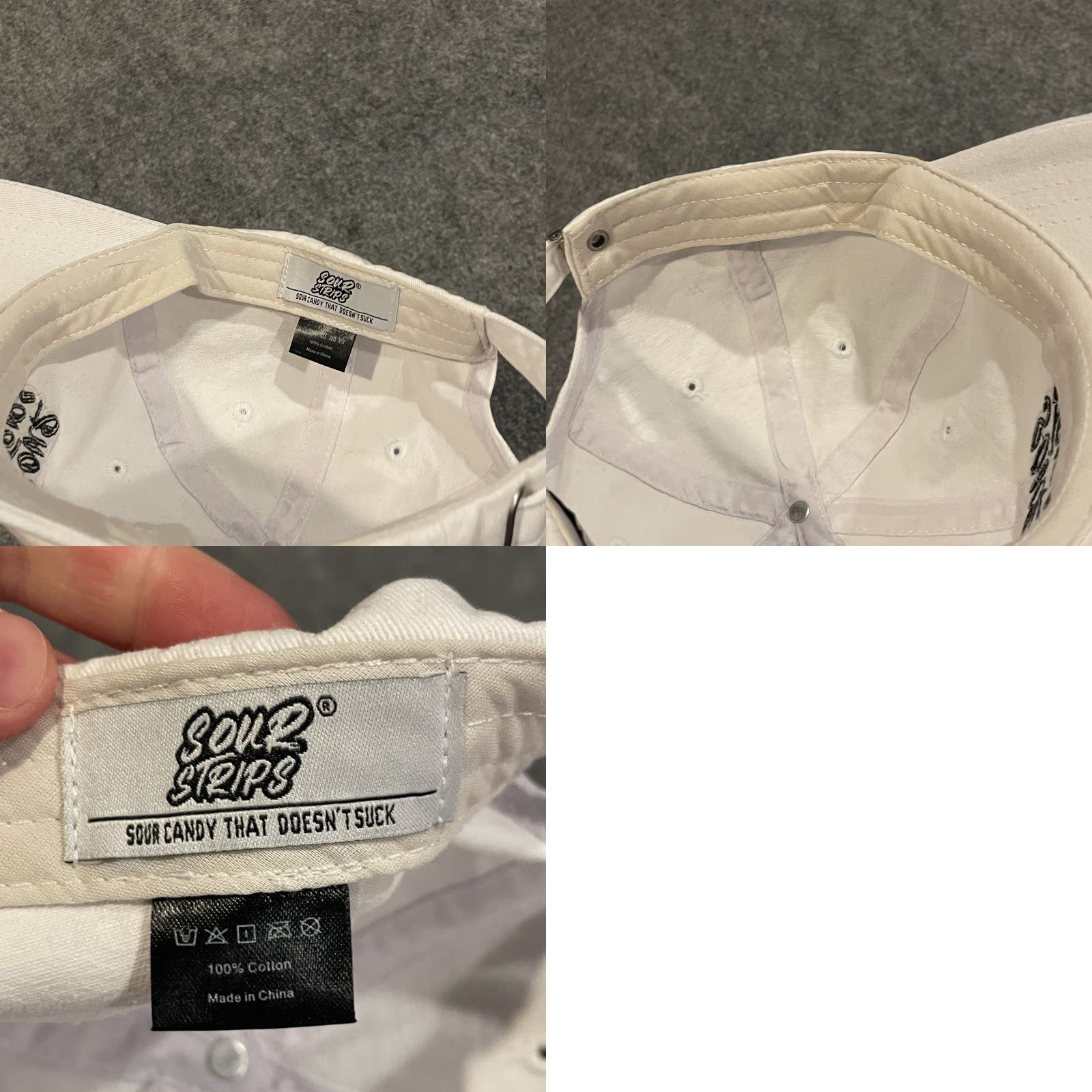 Vintage Sour Strips Hat Baseball One Size White Cotton Twill Adjustable Strap Back Men Size ONE SIZE - 9 Thumbnail