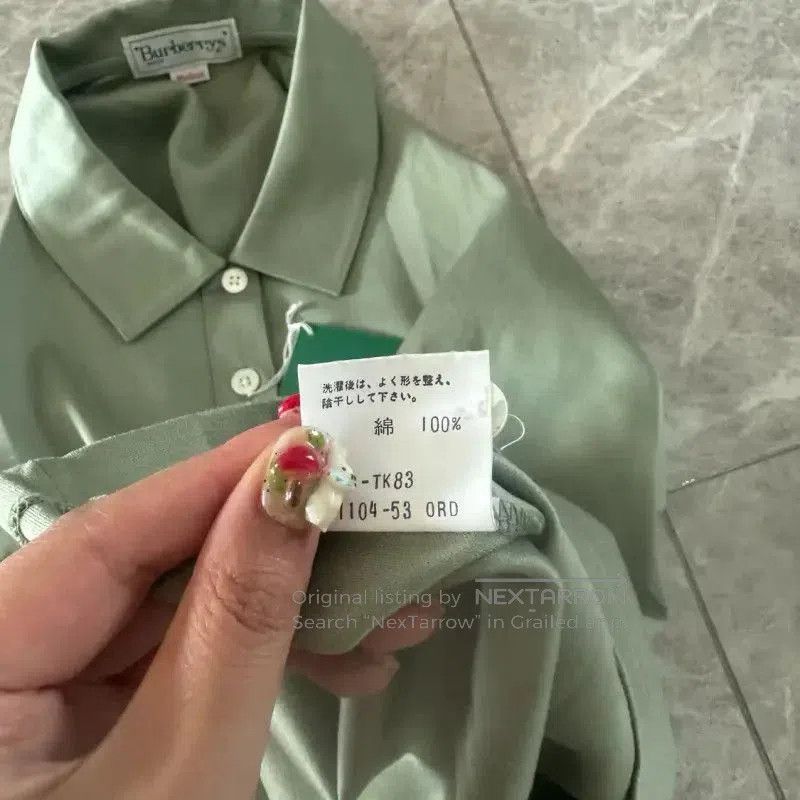 Burberry Burberry Green Long Sleeve Cotton Shirt. Size M / US 6-8 / IT 42-44 - 9 Thumbnail