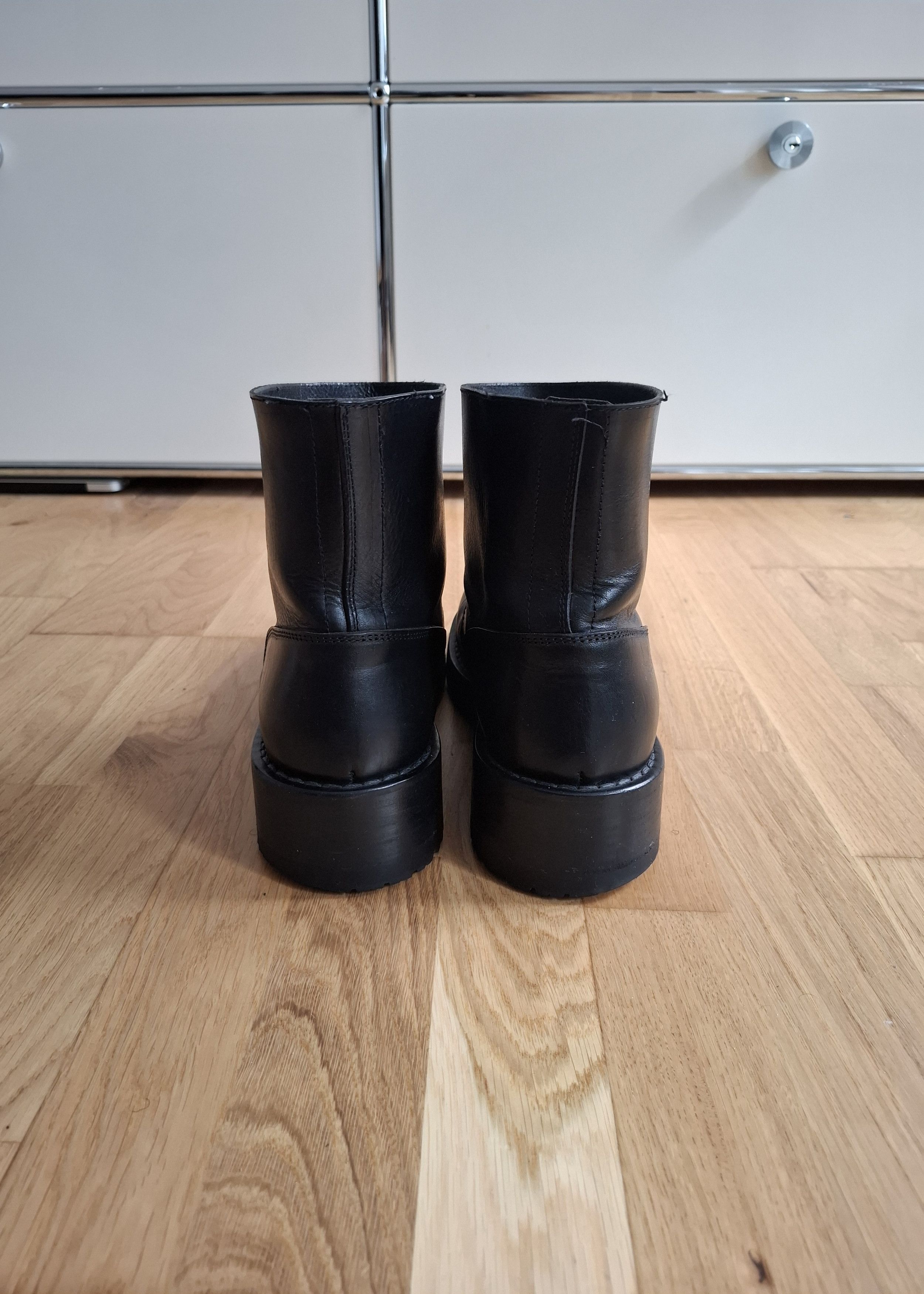 Raf Simons Black debossed-text Leather Ankle Boots Size US 8 / EU 41 - 6 Thumbnail