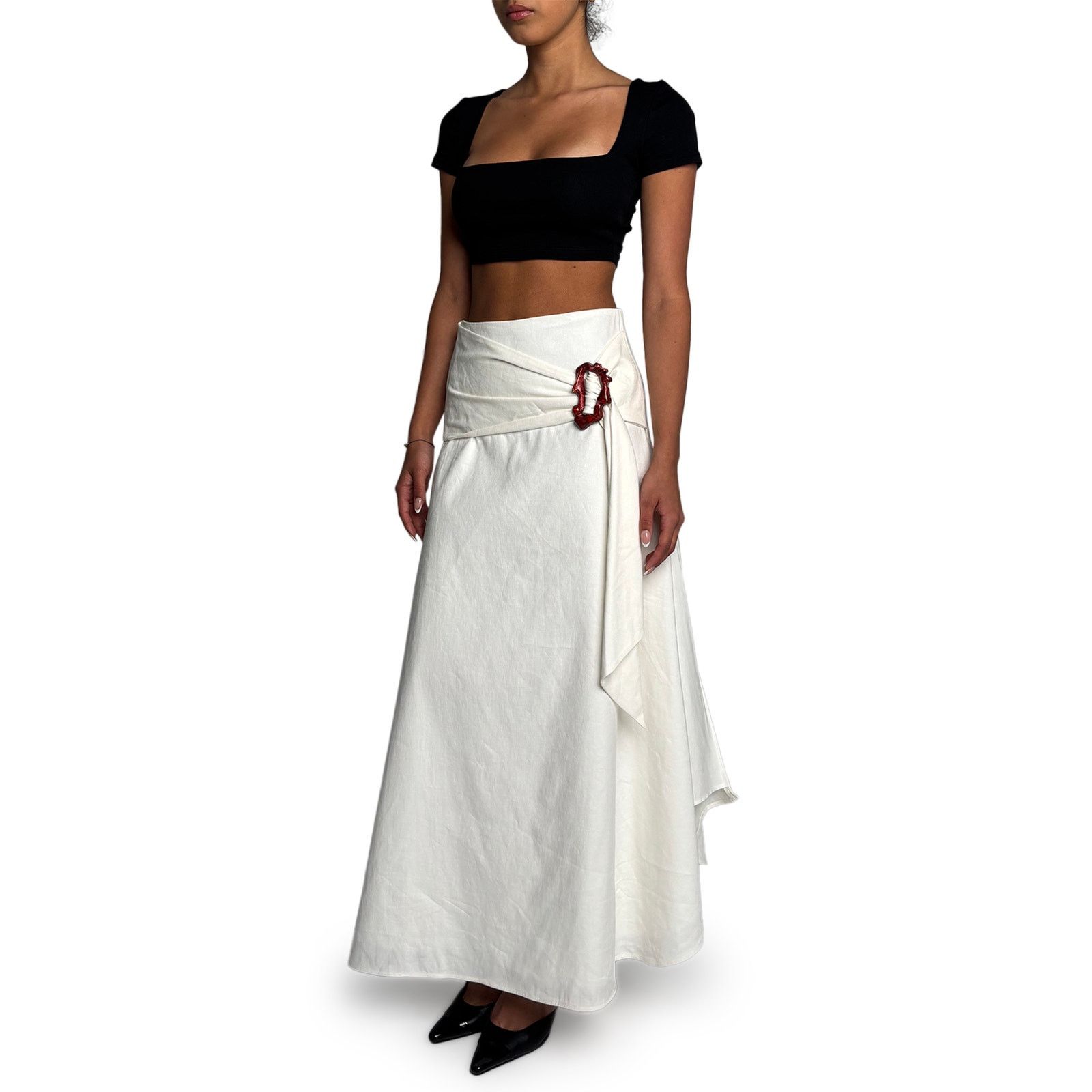 Anna Quan Cream Skirt with Buckle Size 28" / US 6 / IT 42 - 4 Thumbnail