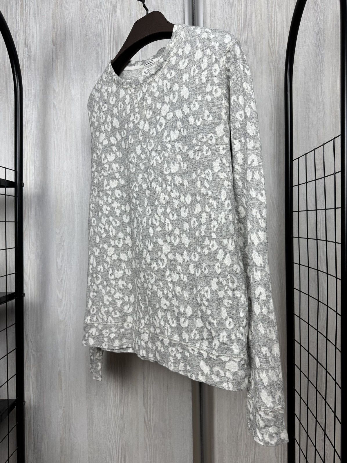Allsaints Allsaints Leopard Crew grey white sweater sweatshirt Size US L / EU 52-54 / 3 - 6 Thumbnail