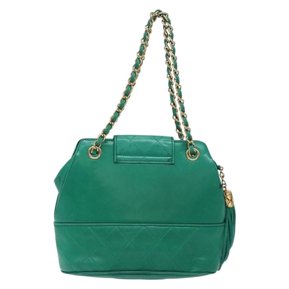 Chanel Chanel Chain Handbag Lamb Skin Green Gold CC Size ONE SIZE - 2 Thumbnail